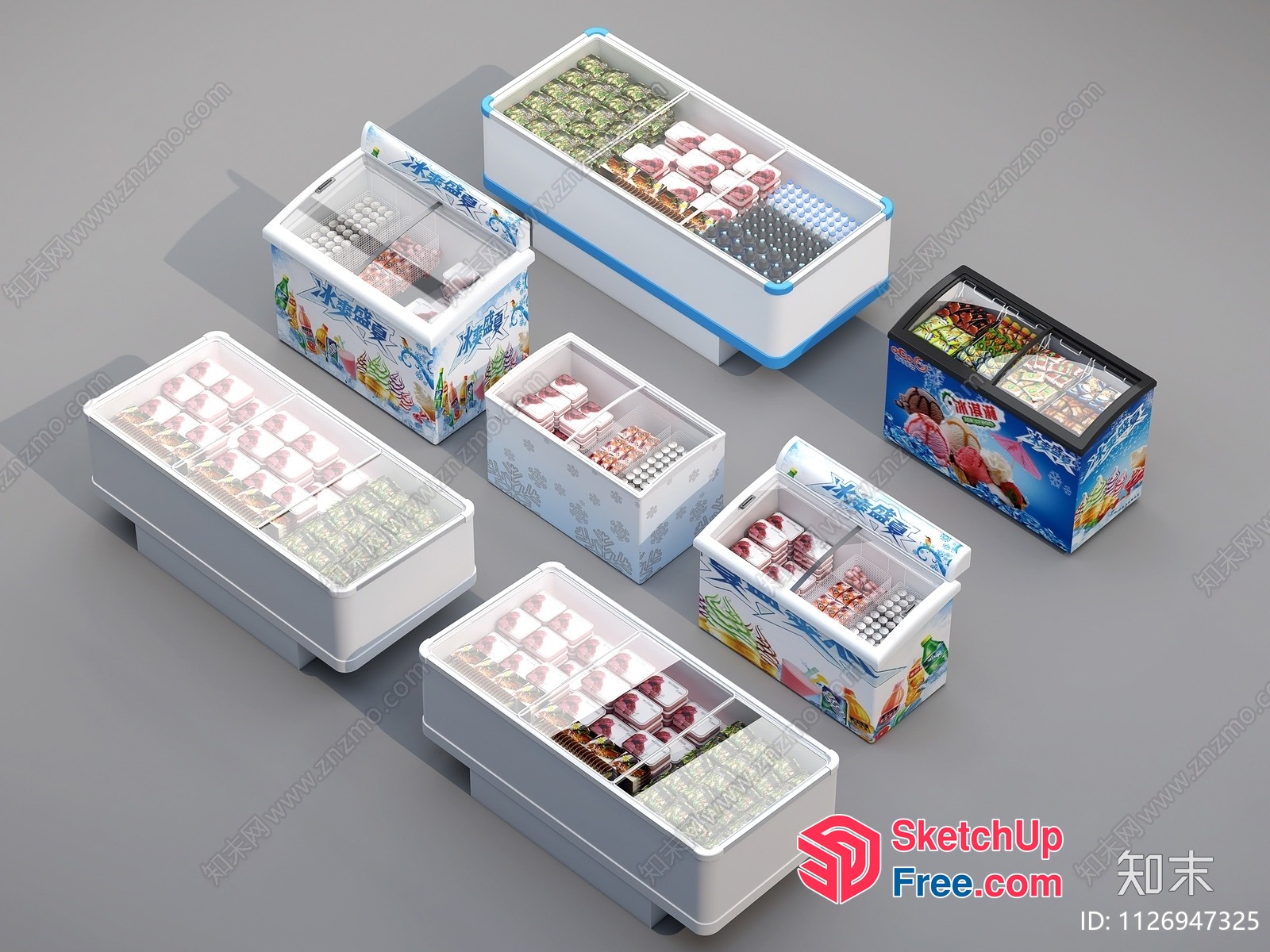 Colorful Food And Drink Display Freezers 3D SketchUp File