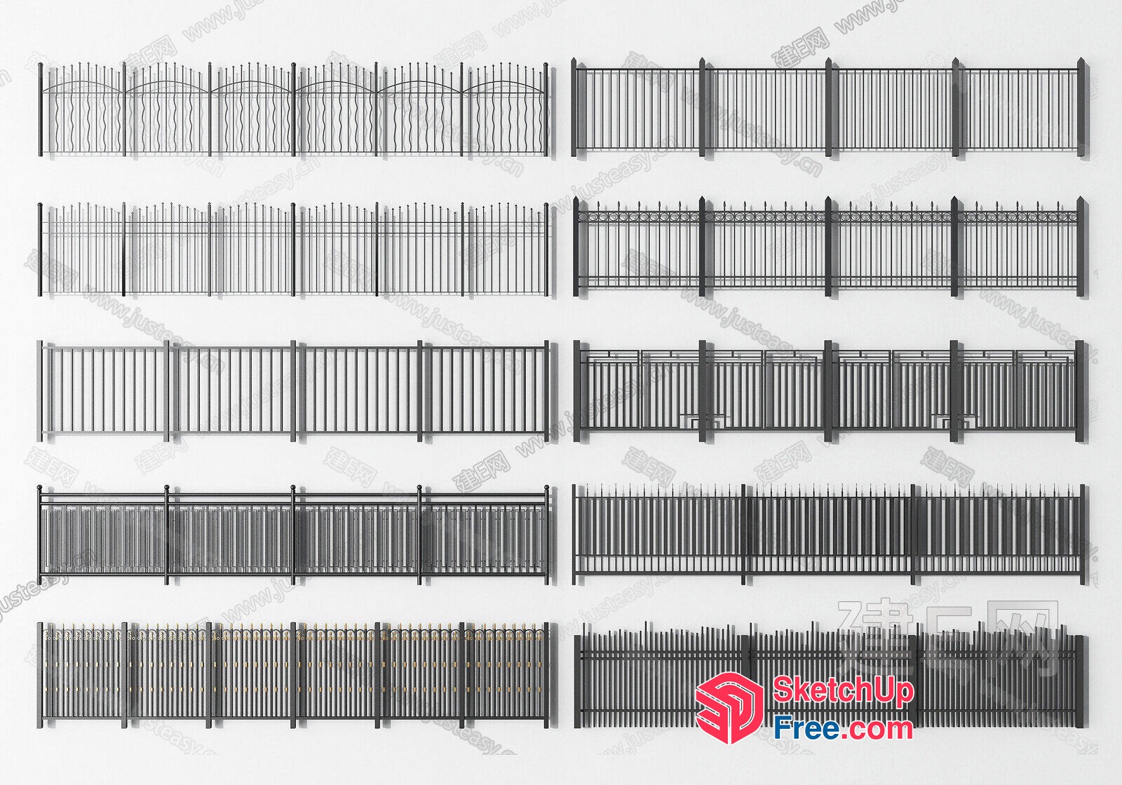 Ornate Iron Fencing Options 3D SketchUp File