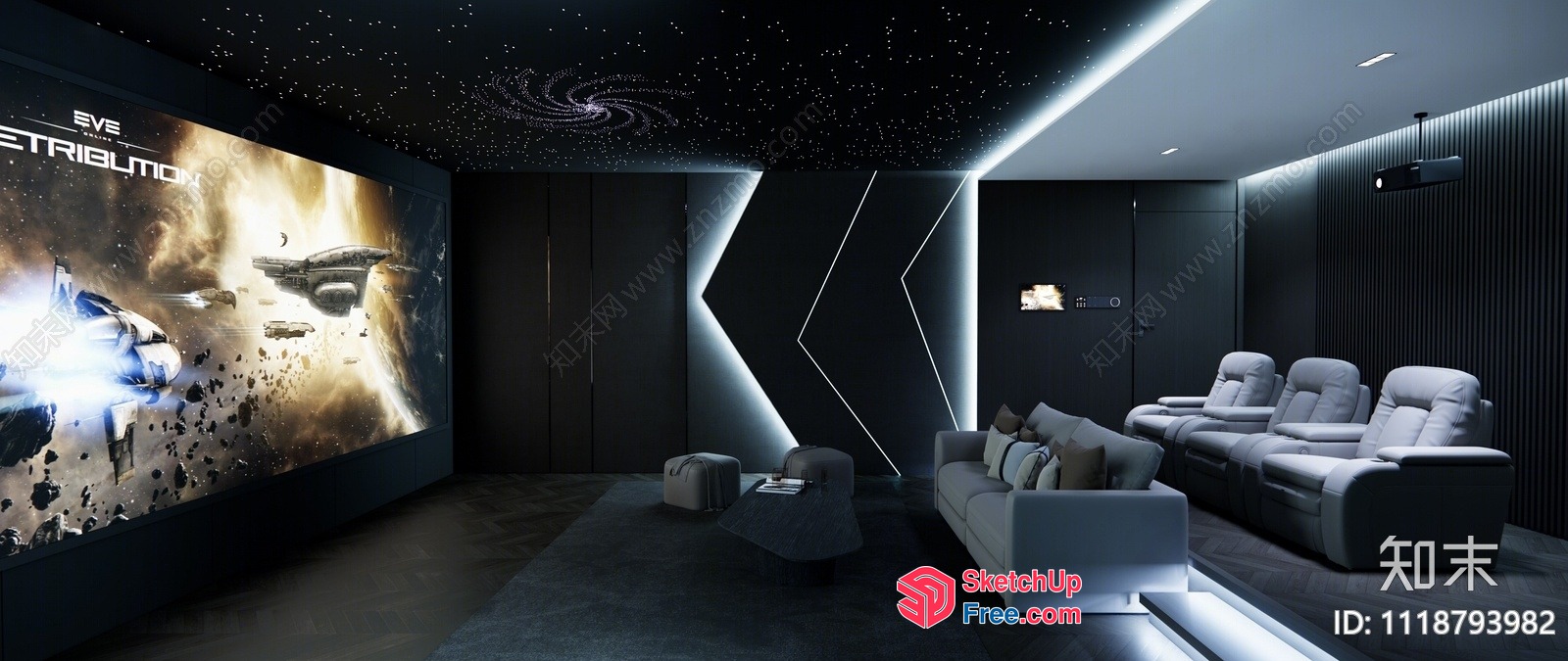 Futuristic Space-Themed Home Theater 3D SketchUp File