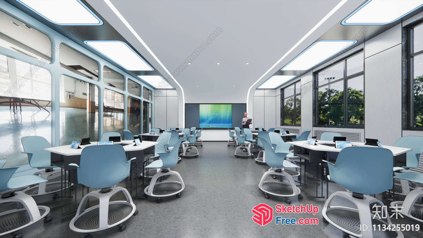Modern Office Space With Sleek Furniture And High Ceilings 3D SketchUp File