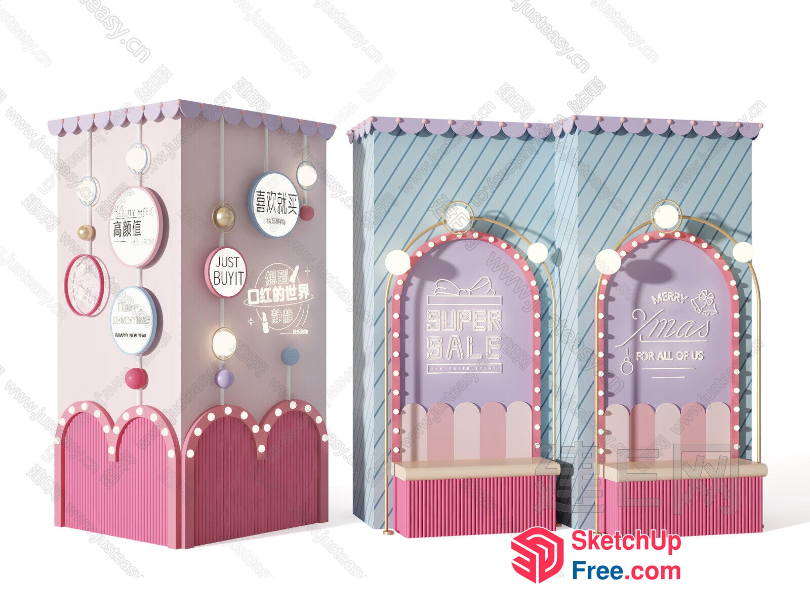 Pastel Colorful Christmas Decorations 3D SketchUp File