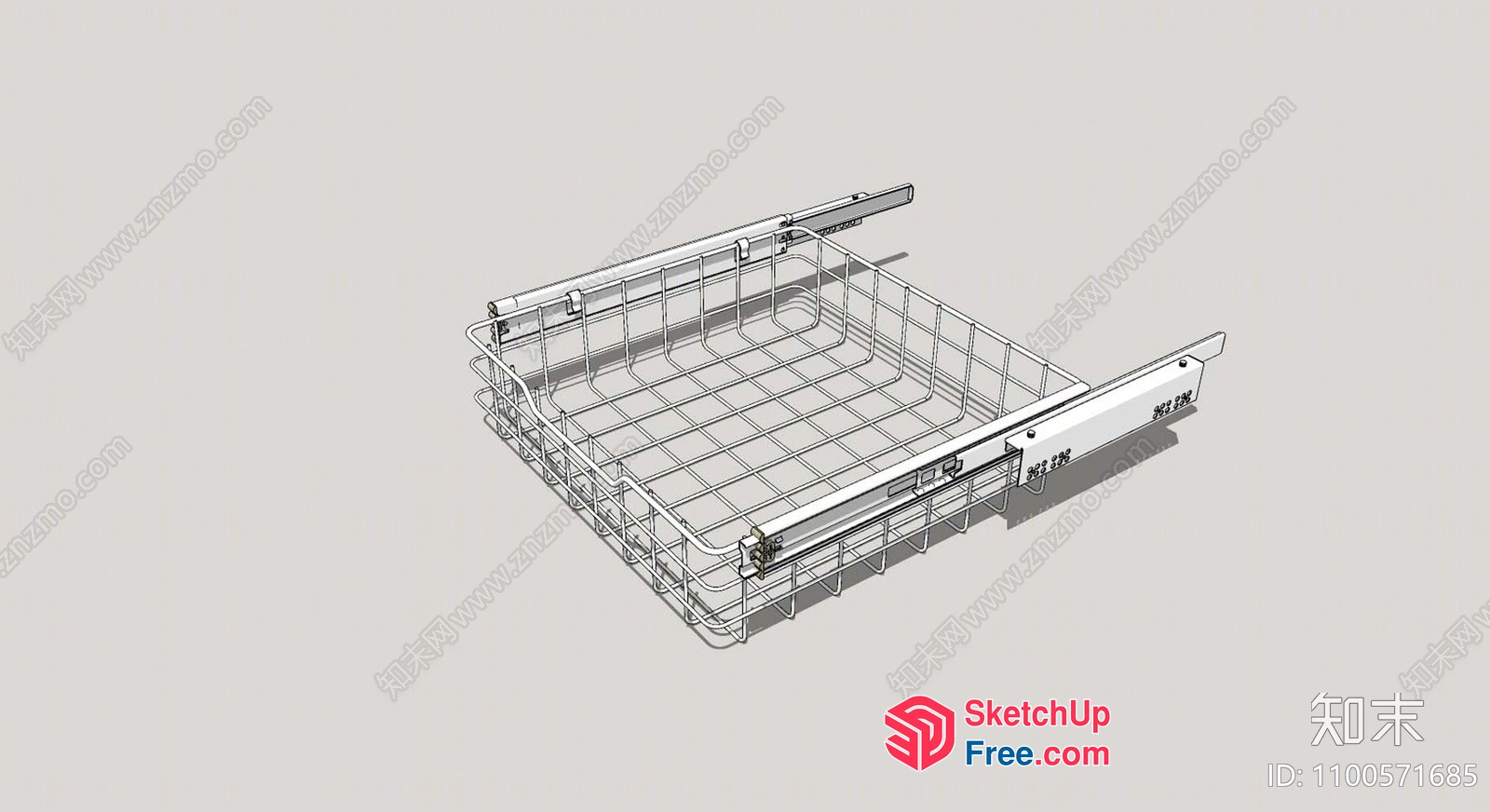 Metal Wire Basket On A Light Gray Background 3D SketchUp File