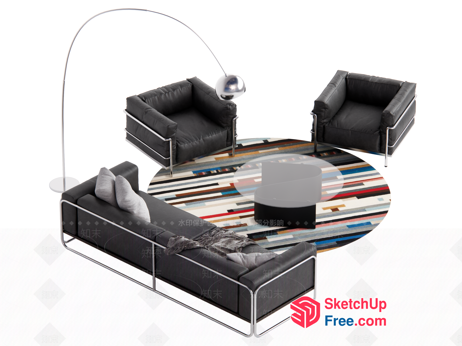 Modern Minimalist Living Room Furniture Set 3D SketchUp File