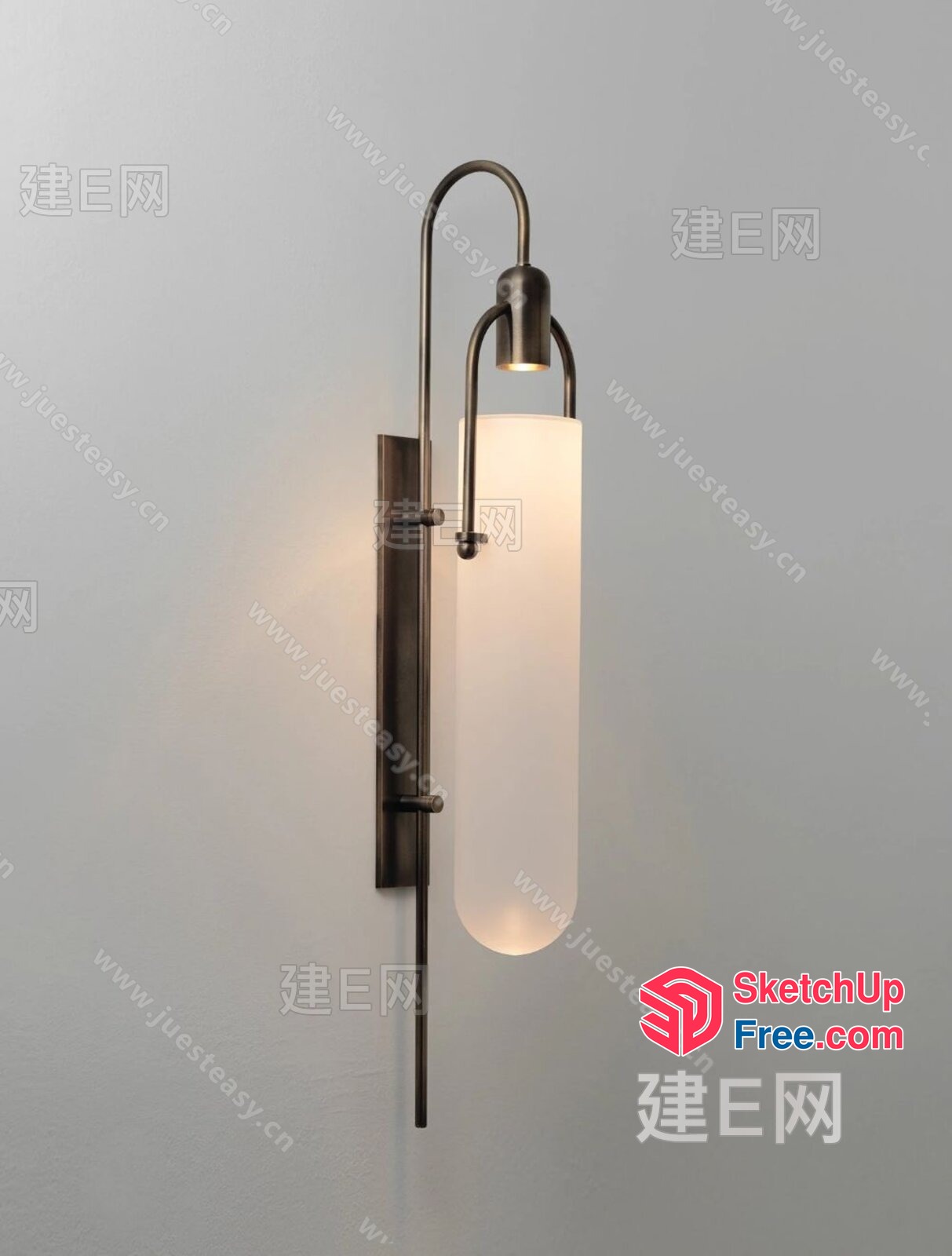 Elegant Wall-Mounted Light Fixture With Frosted Glass Shade 3D SketchUp File