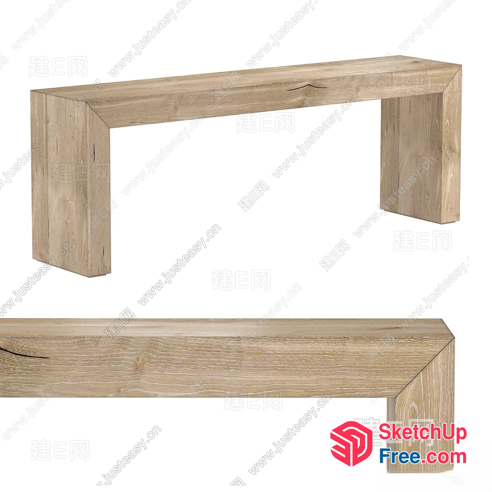 Simple Wooden Console Table 3D SketchUp File