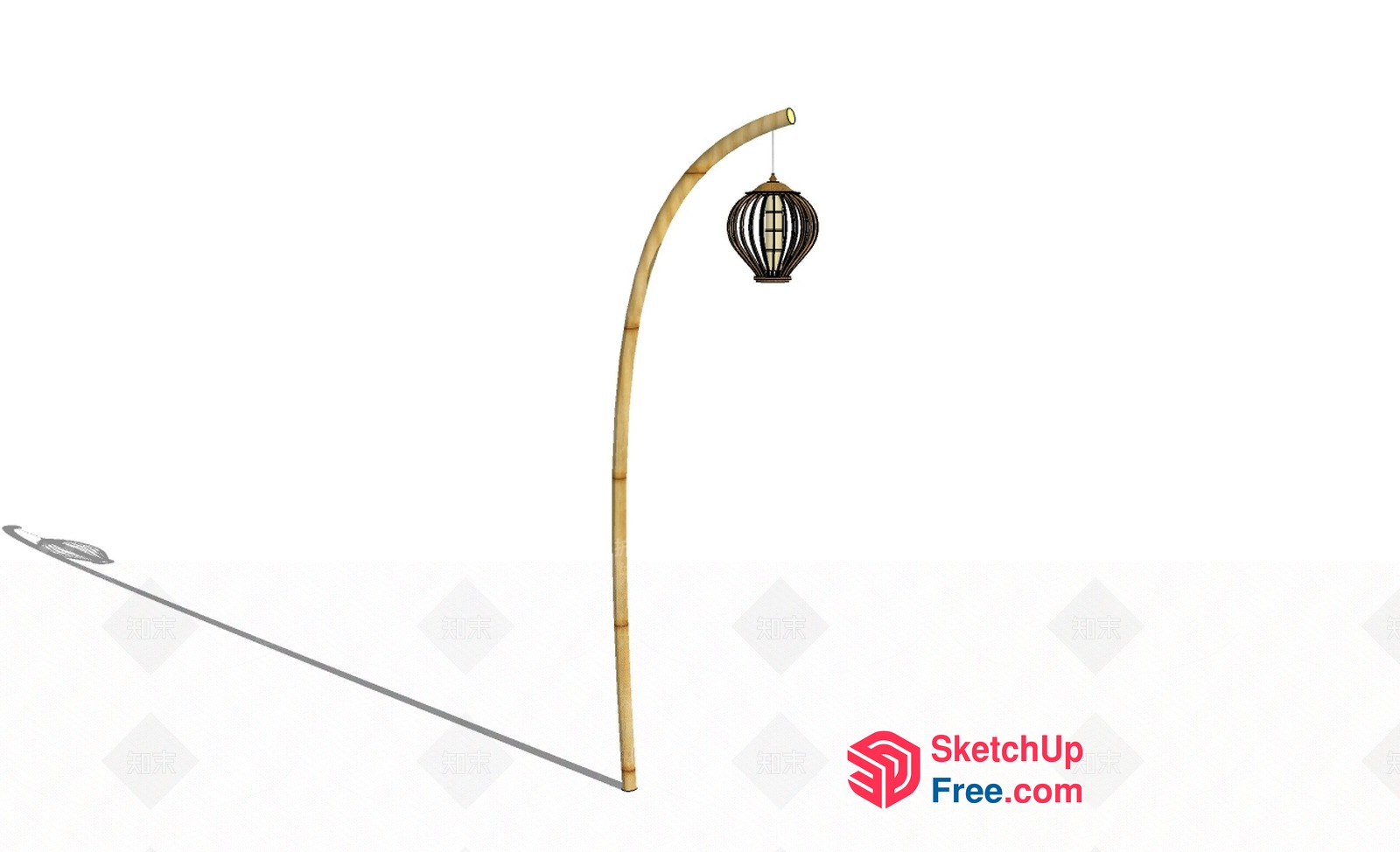 Curved Bamboo Pole With Hanging Lantern 3D SketchUp File