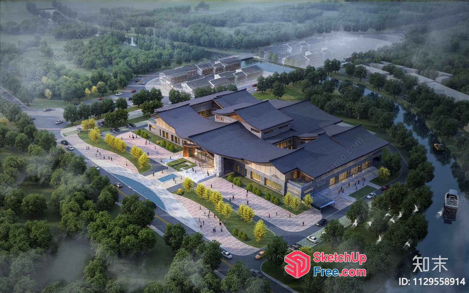 Large Building With A Modern And Elegant Design 3D SketchUp File