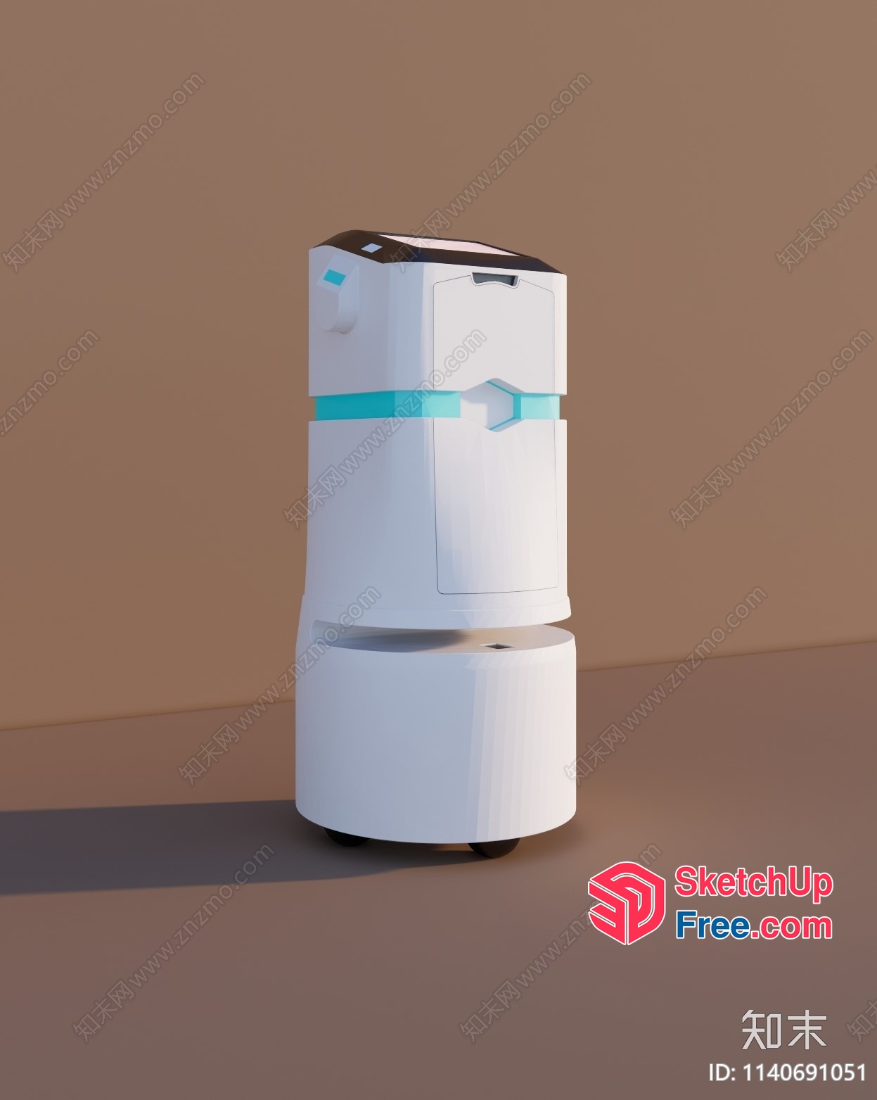 Futuristic White And Blue Robot 3D SketchUp File