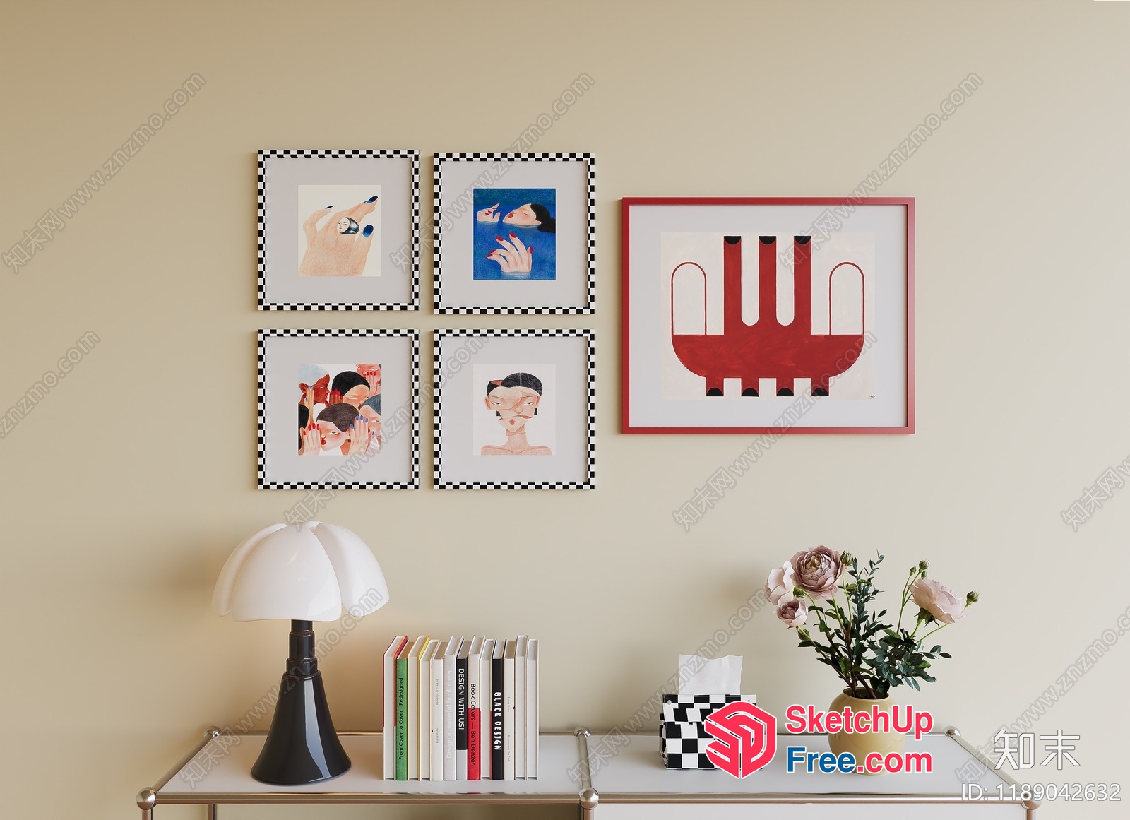 Minimalist Artwork Gallery And Decorated Table 3D SketchUp File