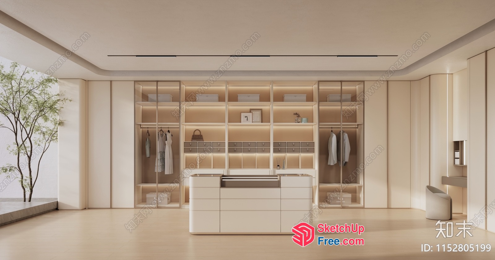 Minimalist Style Interior Design With Creamy White Furniture 3D SketchUp File