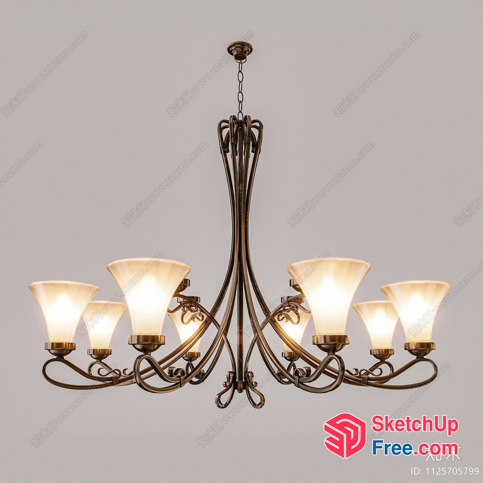 Elegant And Sophisticated Chandelier With Six Arms 3D SketchUp File