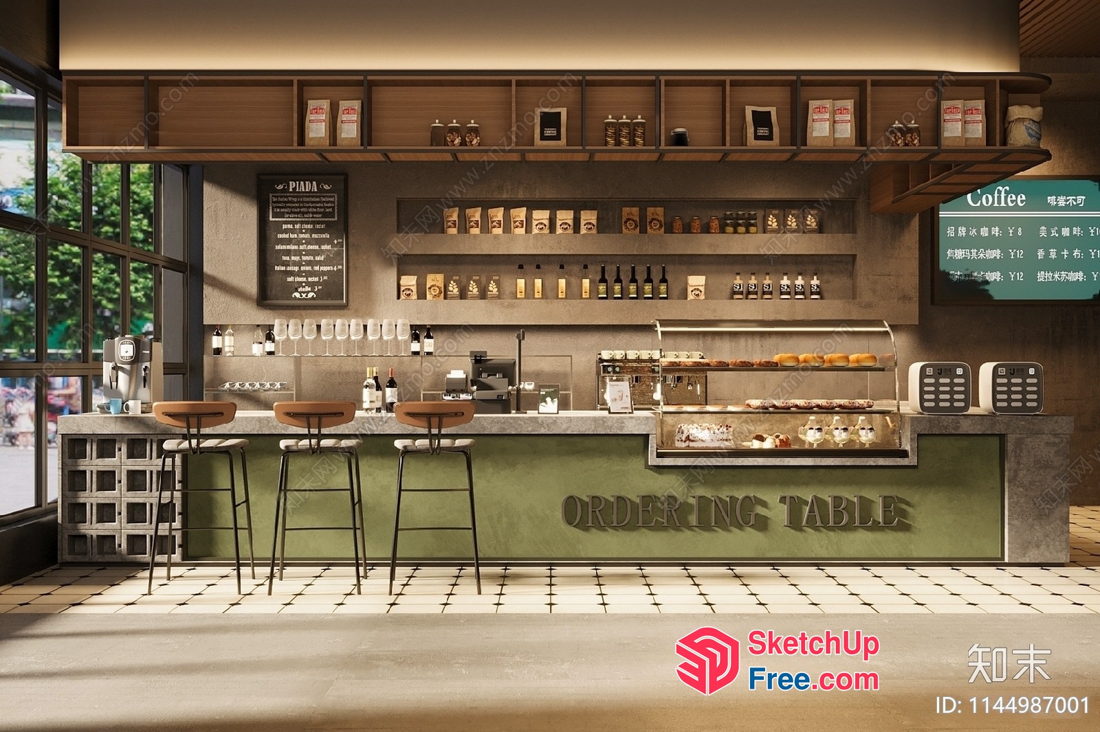 Modern Coffee Shop Interior 3D SketchUp File