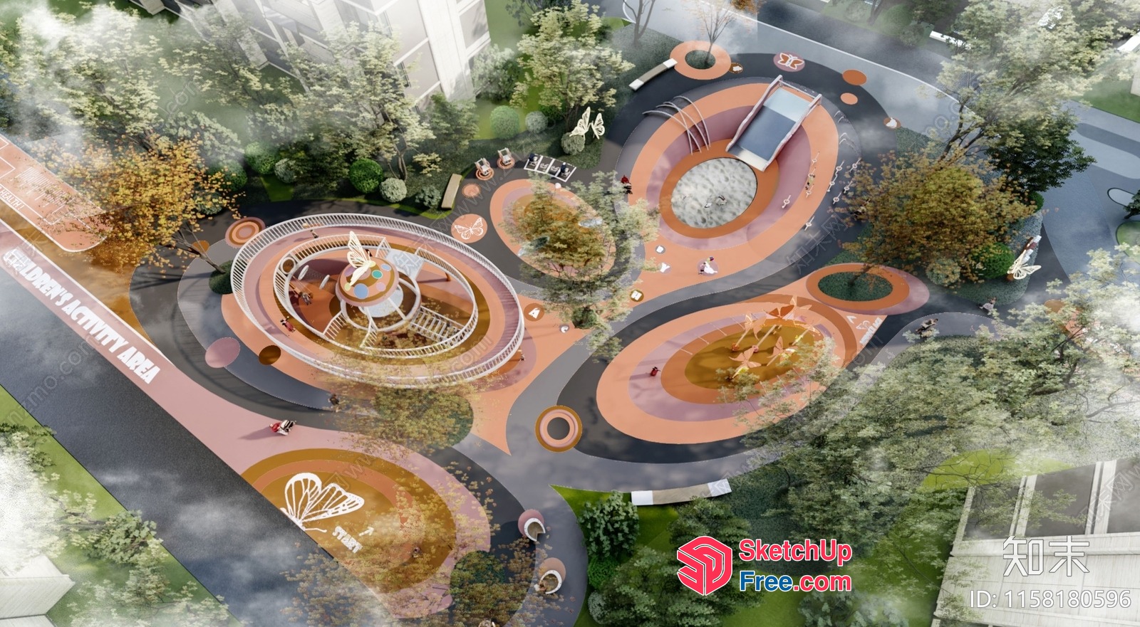 Futuristic Modern Outdoor Park Design 3D SketchUp File