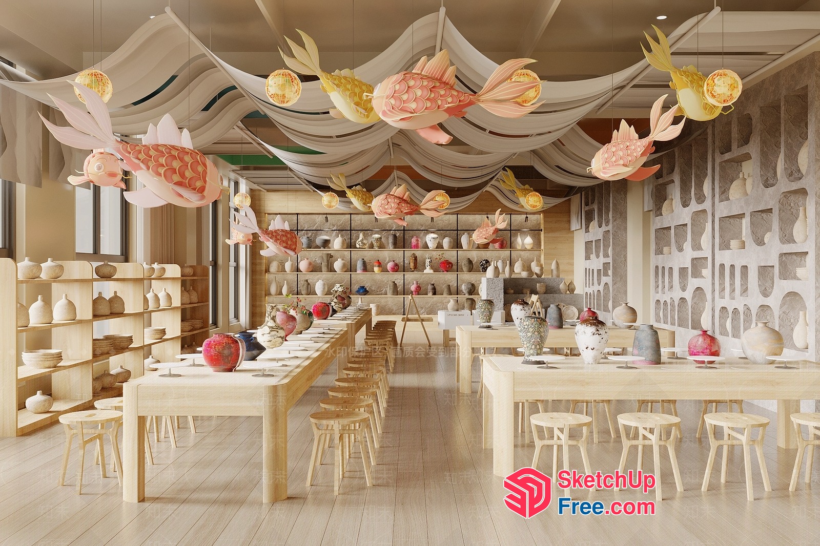 Elegant Japanese-Style Dining Room With Modern Decor 3D SketchUp File