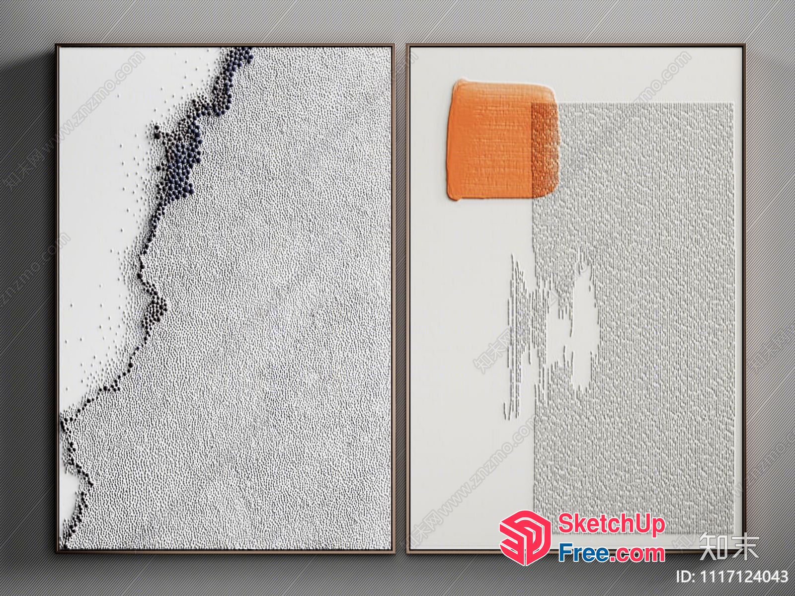 Abstract Artwork With Textured Patterns And Orange Accent 3D SketchUp File