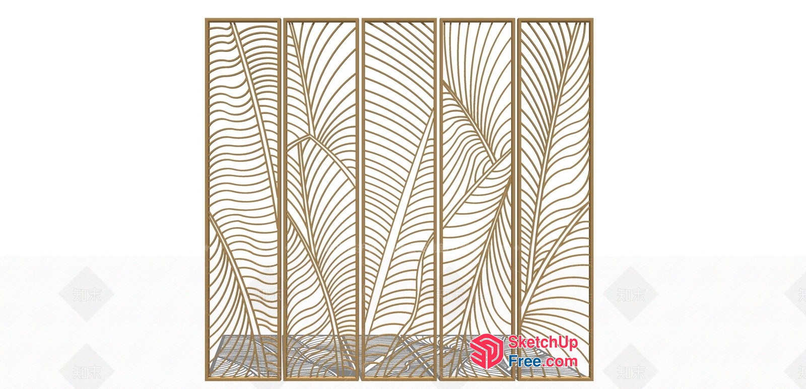 Modern Partition Screen With Leaf Pattern Design 3D SketchUp File