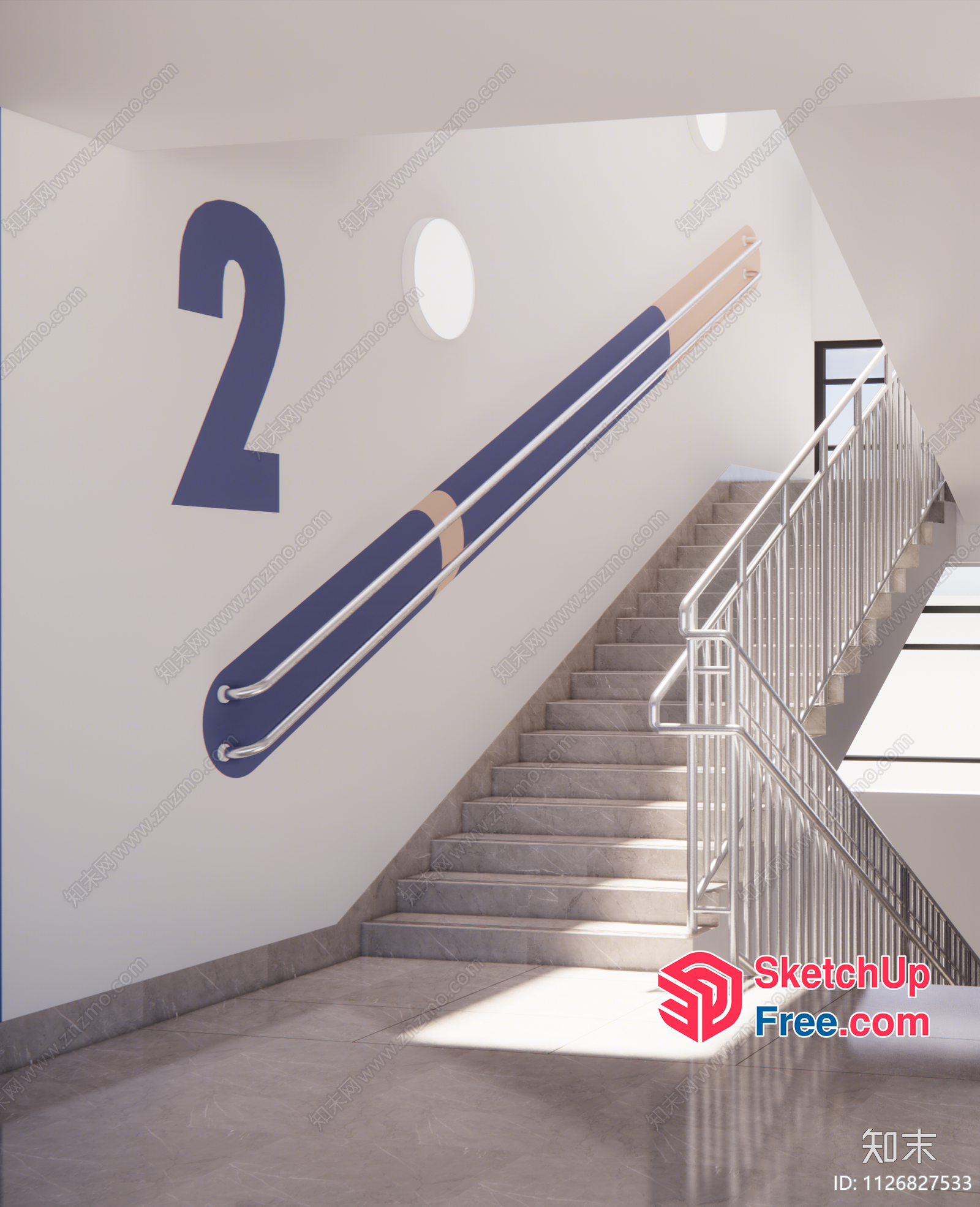 Stairway To A Modern Interior 3D SketchUp File