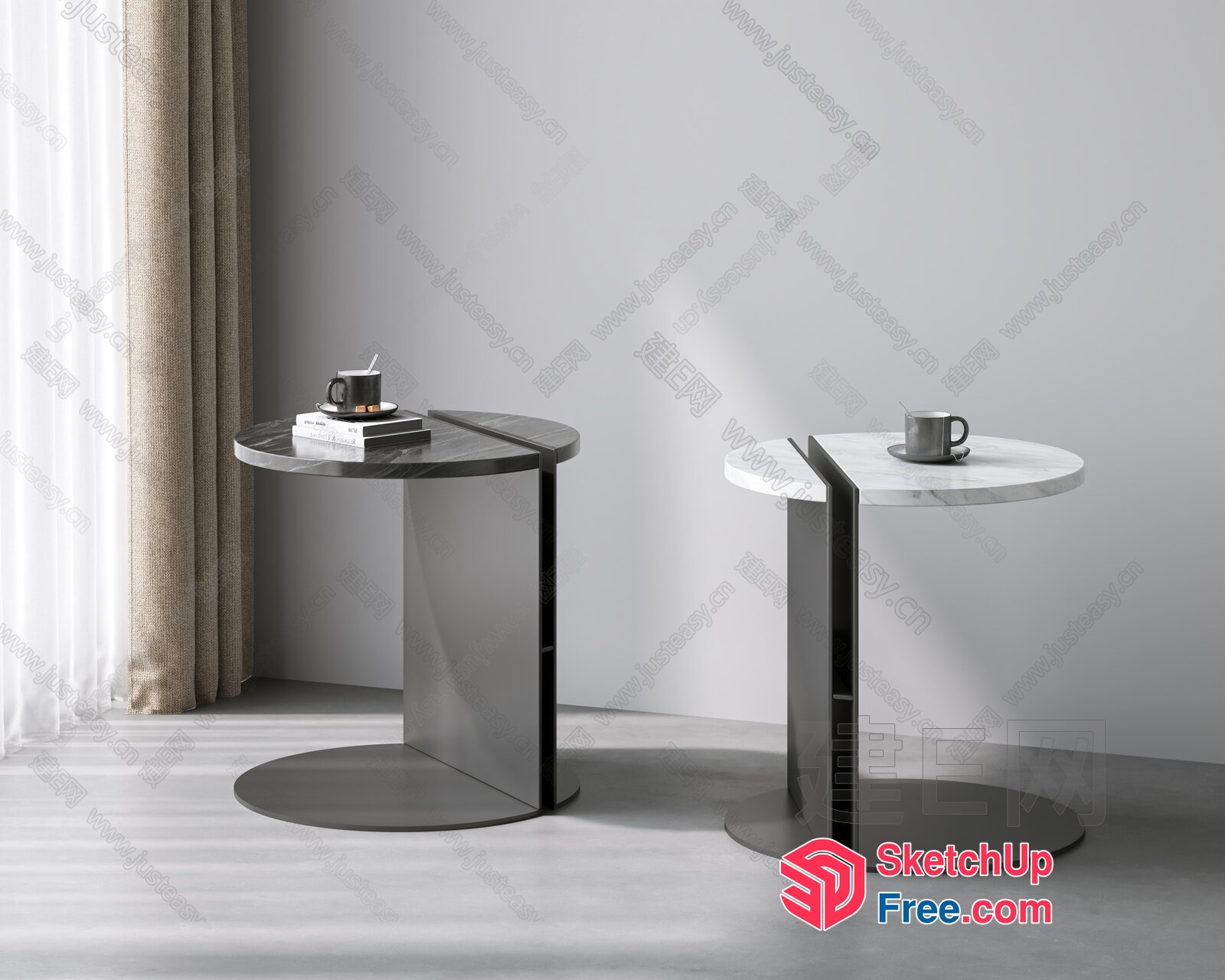 Modern Minimalist Side Tables With Coffee Cups 3D SketchUp File