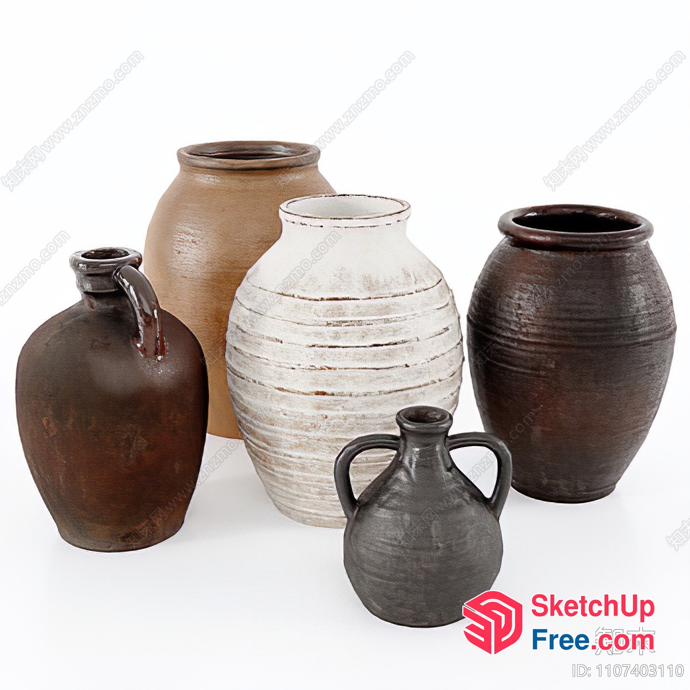 Four Distinct Ceramic Vessels With Unique Shapes And Textures 3D SketchUp File