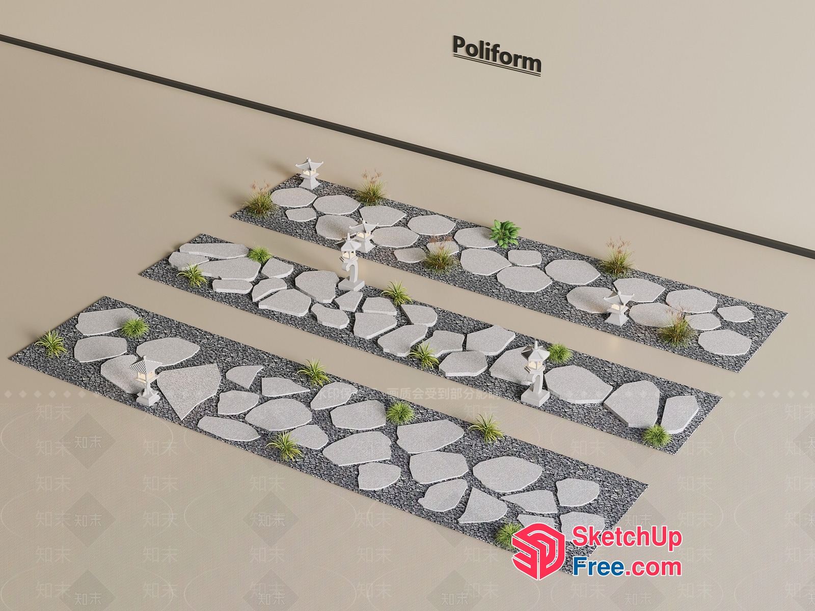 Poliform Stone Decorative Pathway 3D SketchUp File