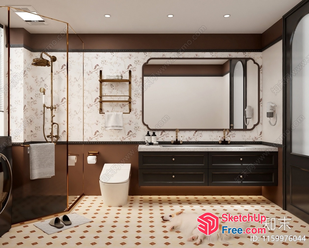 Elegant Bathroom With White And Brown Decor 3D SketchUp File