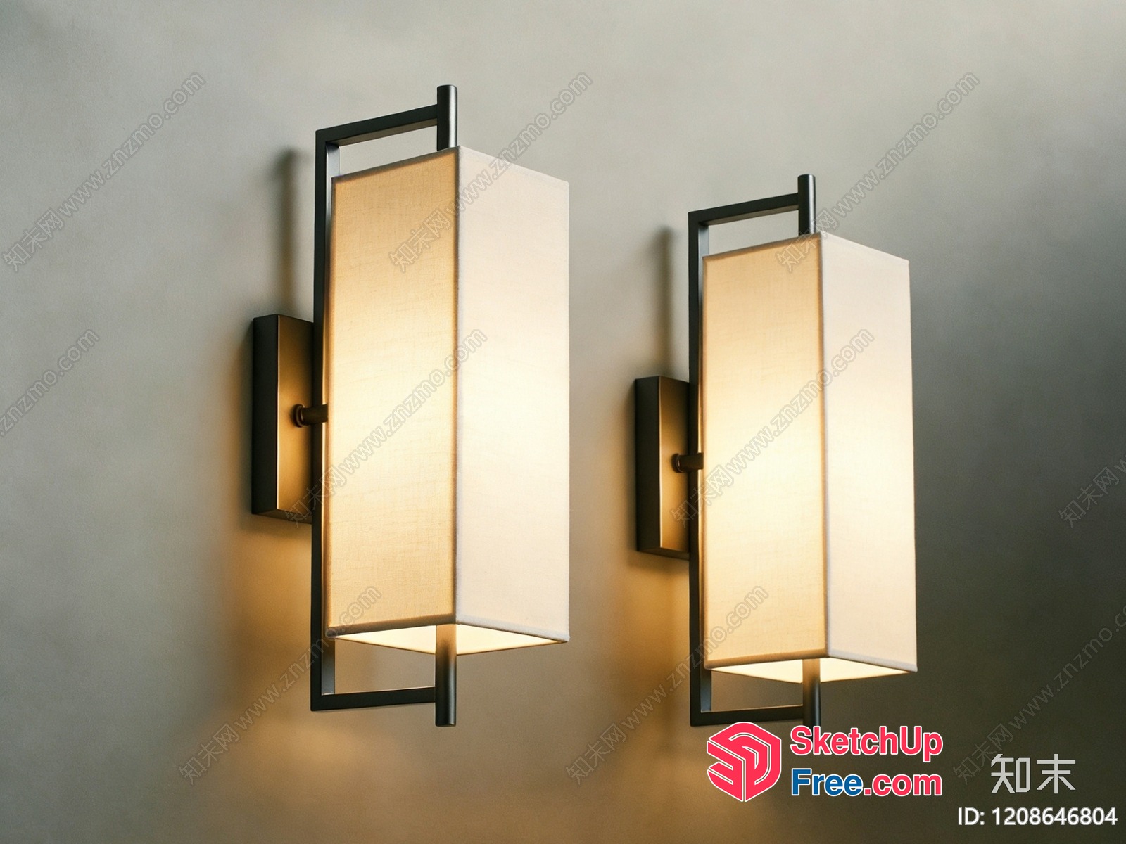 Two Elegant Japanese-Style Wall Lights 3D SketchUp File