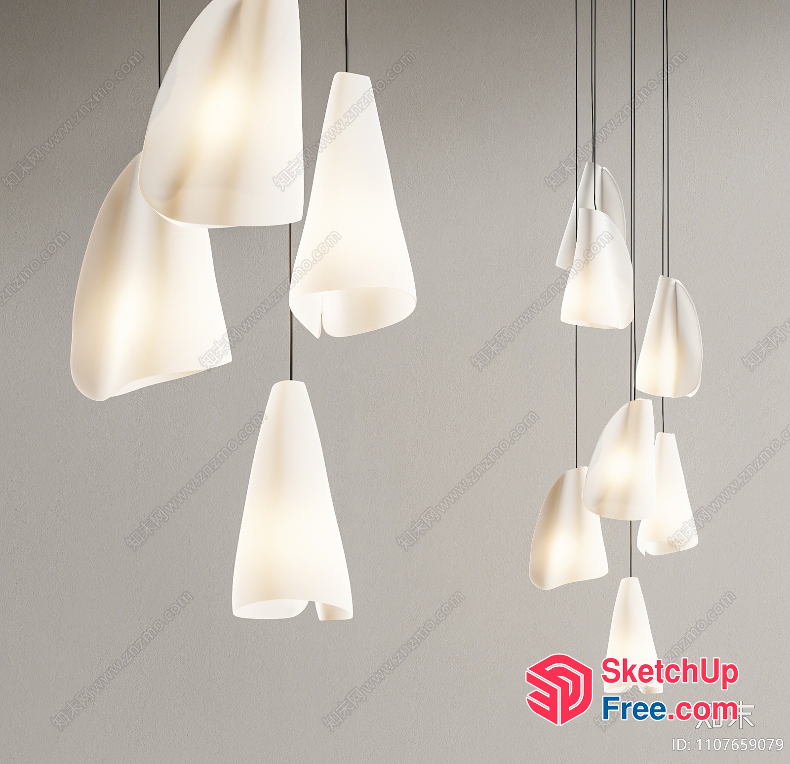 Suspended White Decorative Light Fixtures 3D SketchUp File