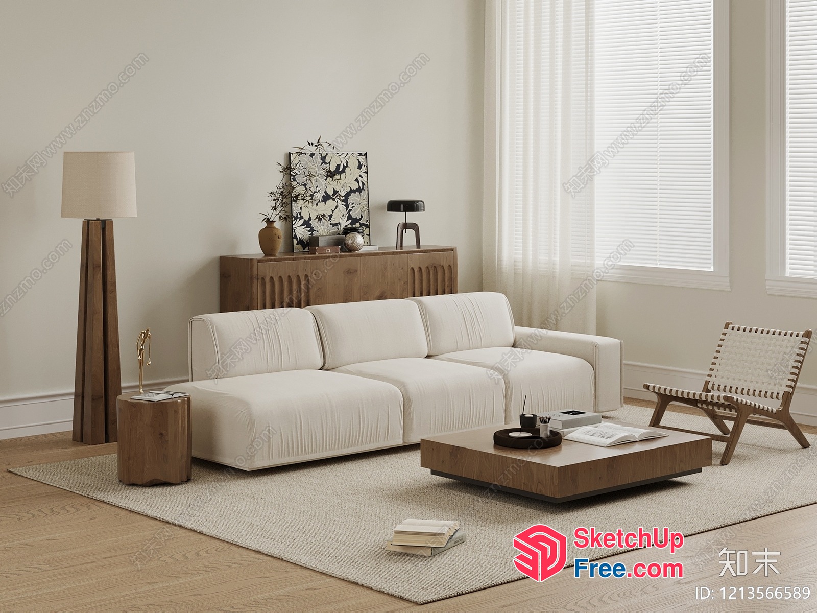 Minimalist Japanese Style Living Room Decor 3D SketchUp File
