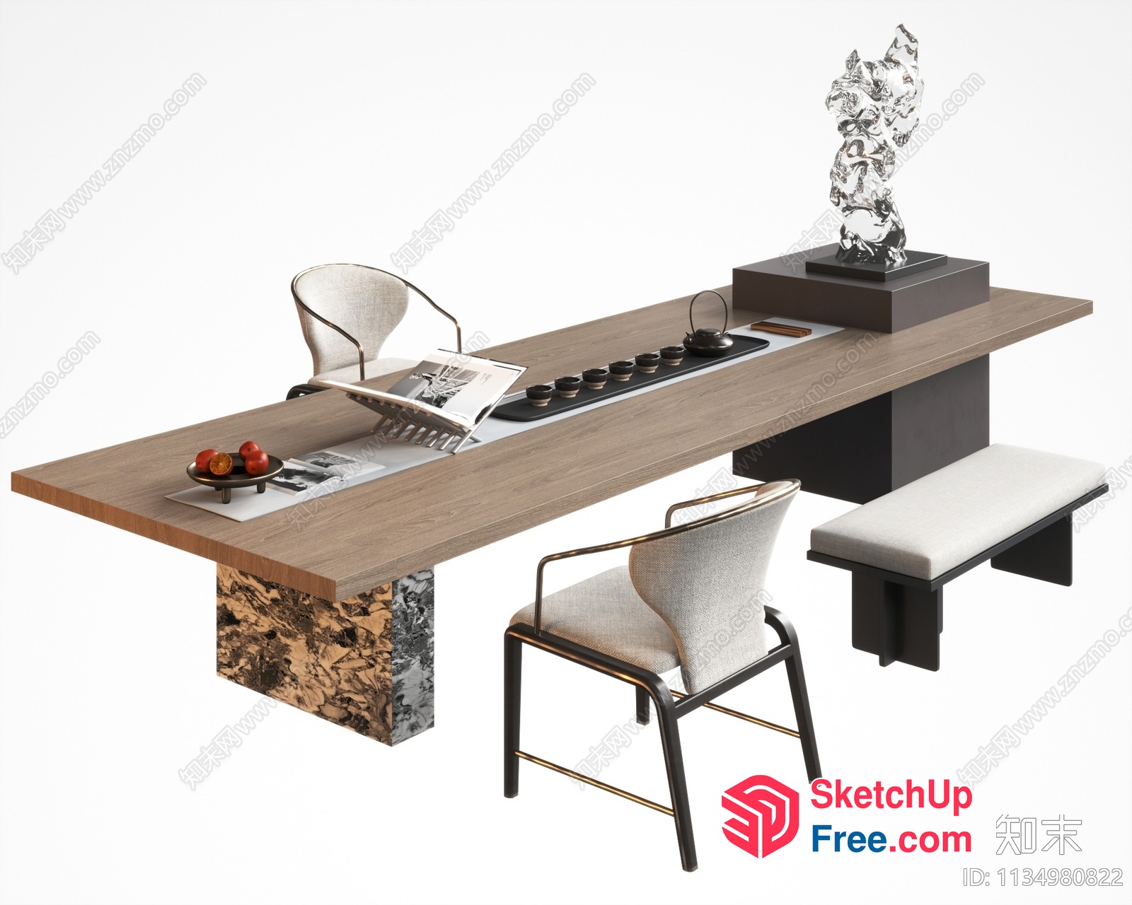 Elegant Dining Room With Modern Furniture And Decor 3D SketchUp File