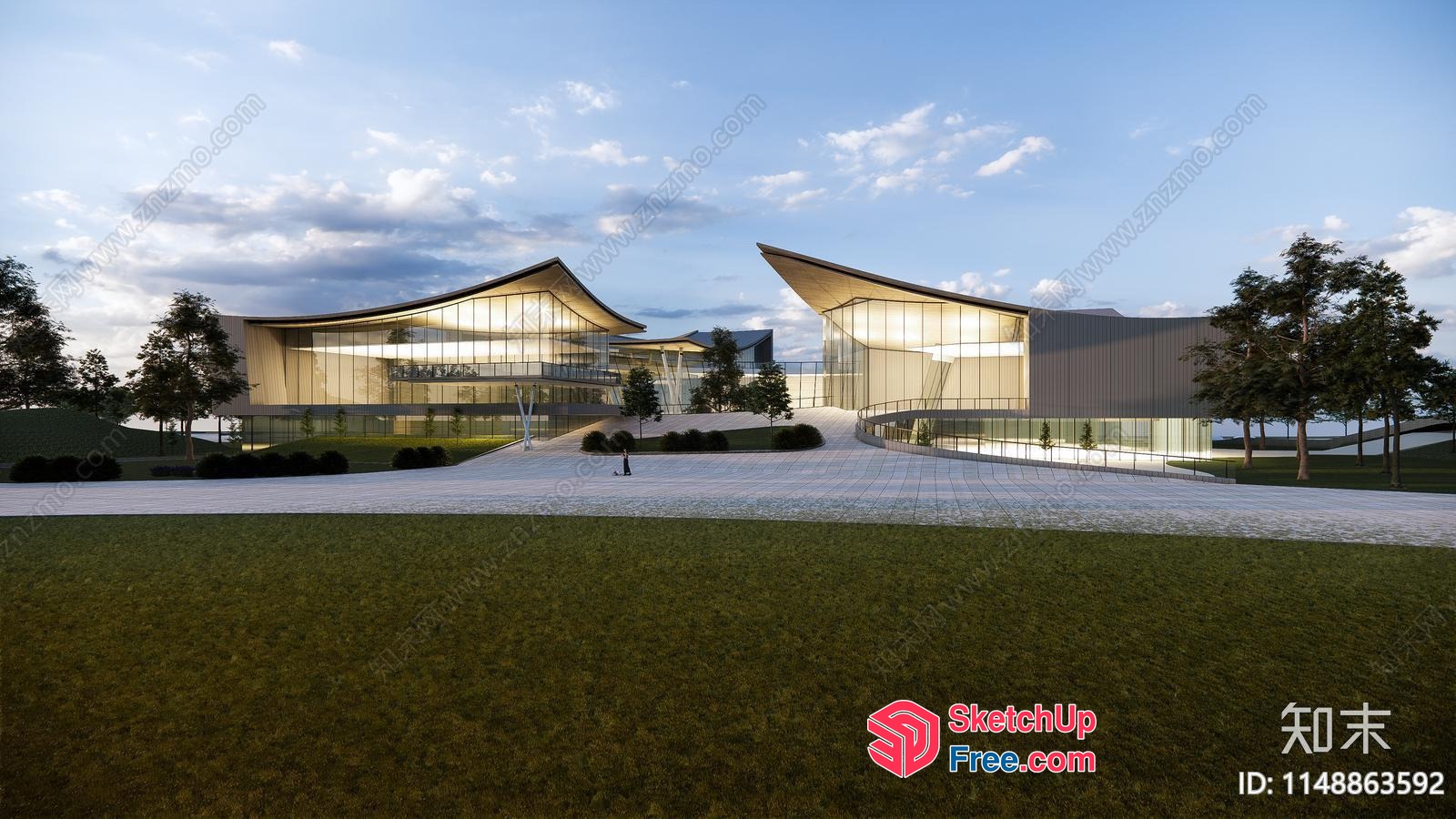 Contemporary Glass And Metal Building Facade 3D SketchUp File