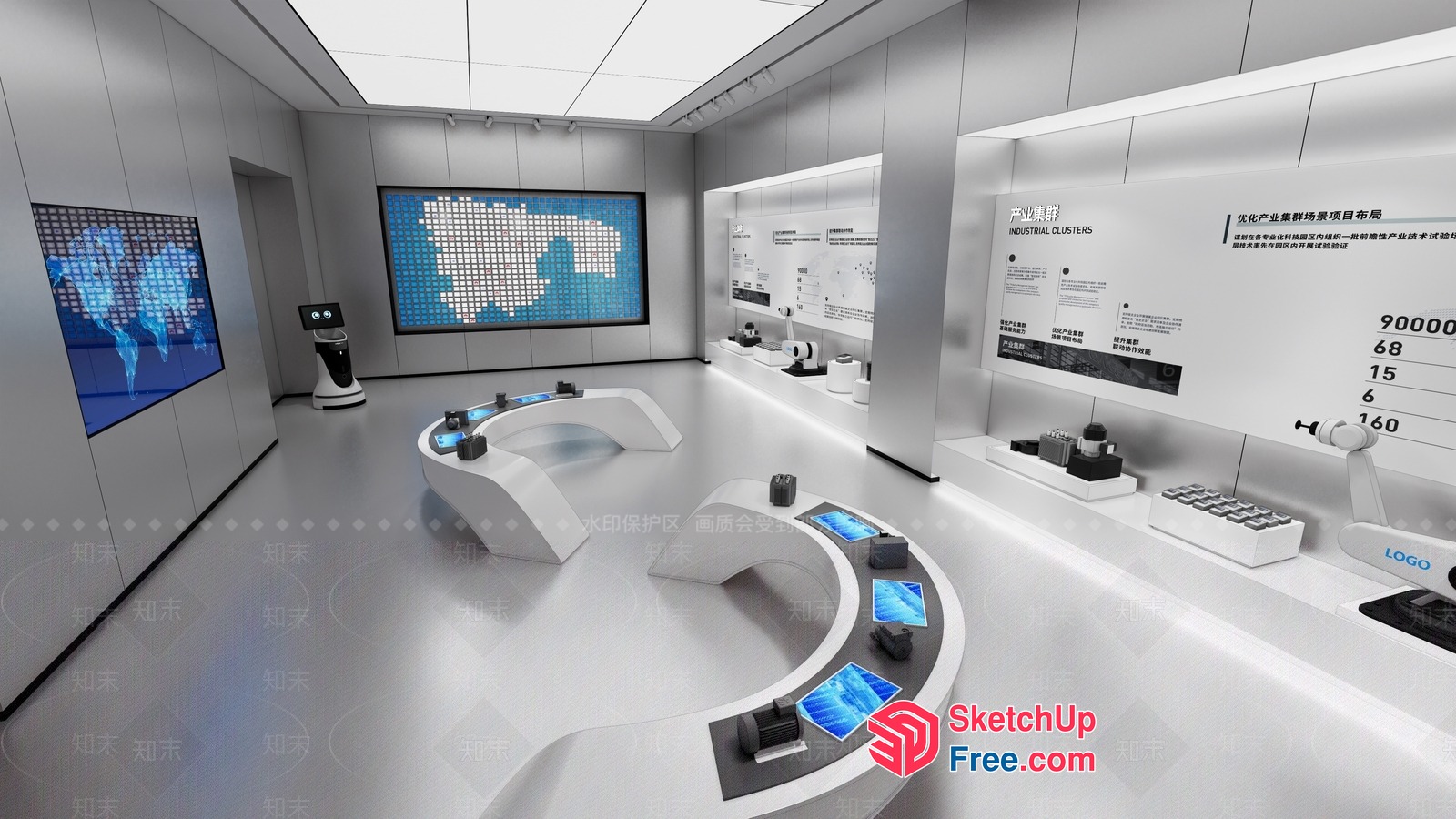 Futuristic Industrial Park Interior 3D SketchUp File