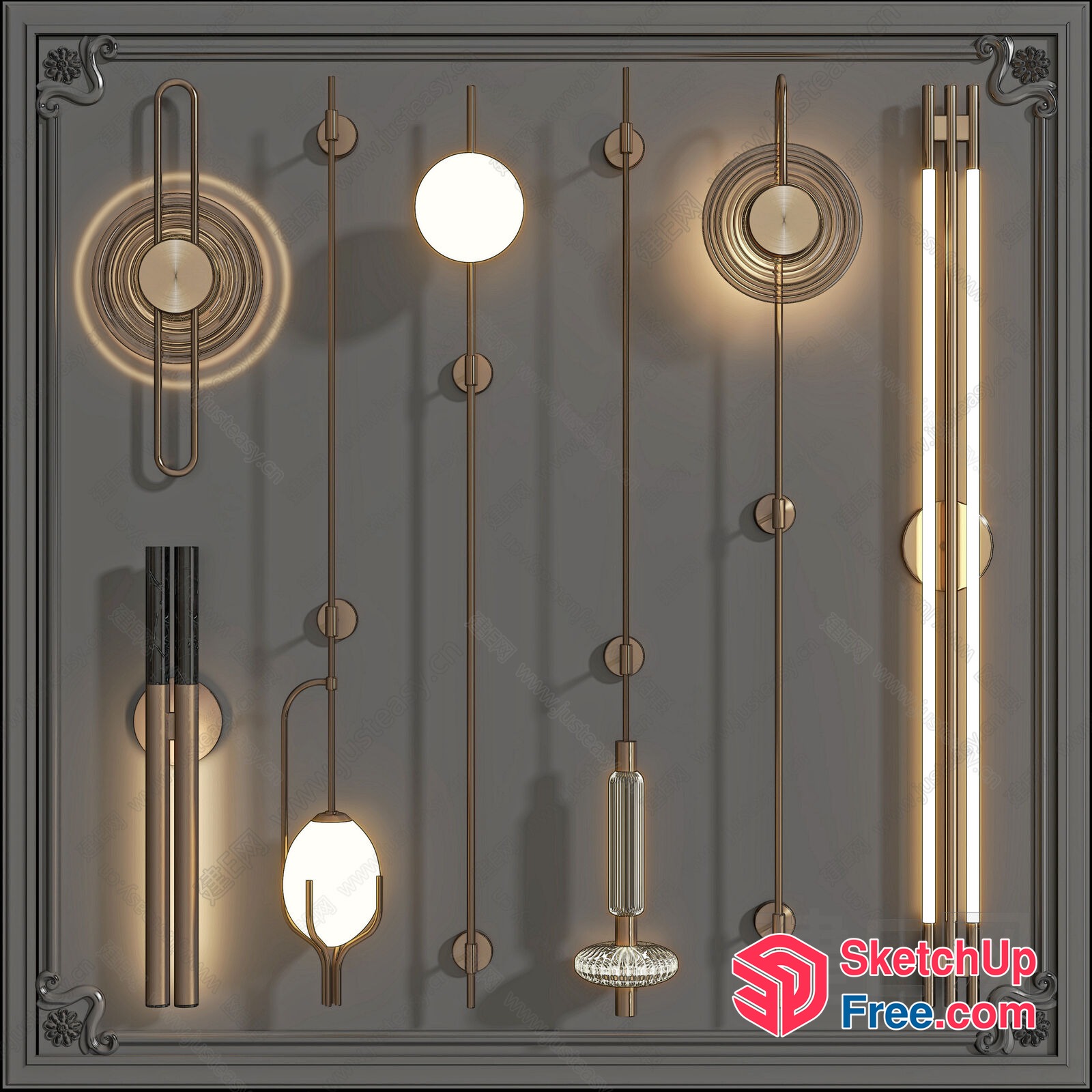 Modern Minimalist Wall Light Fixtures 3D SketchUp File