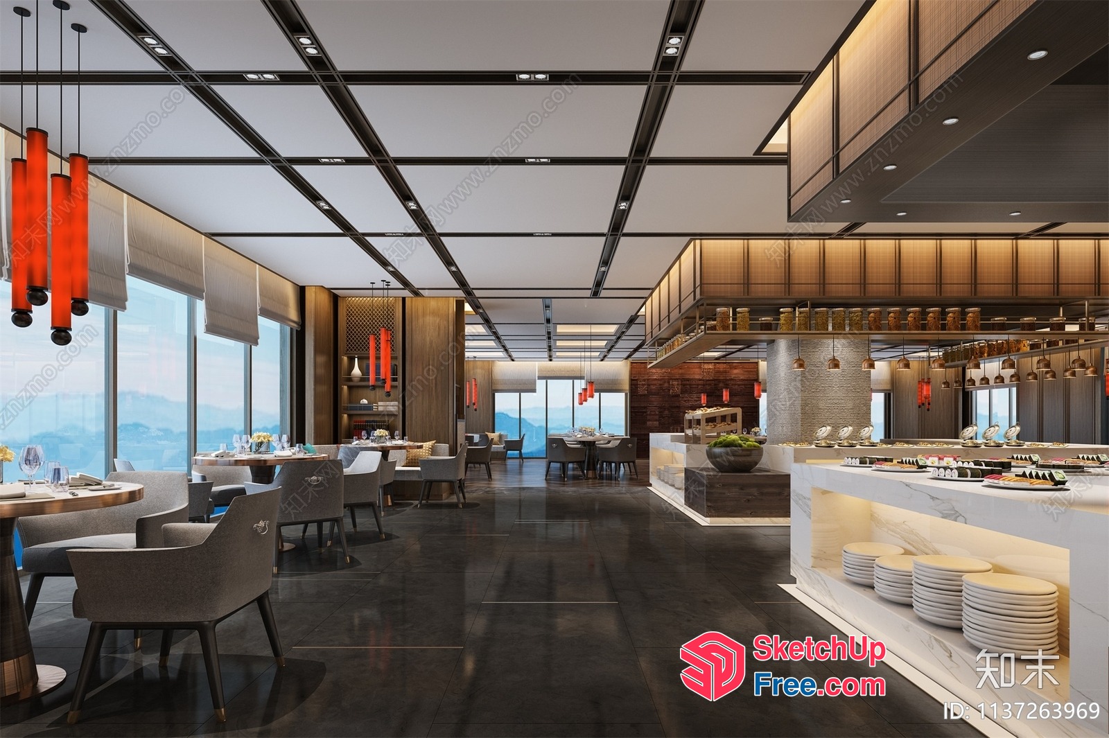 Modern Luxury Restaurant Interior Design 3D SketchUp File