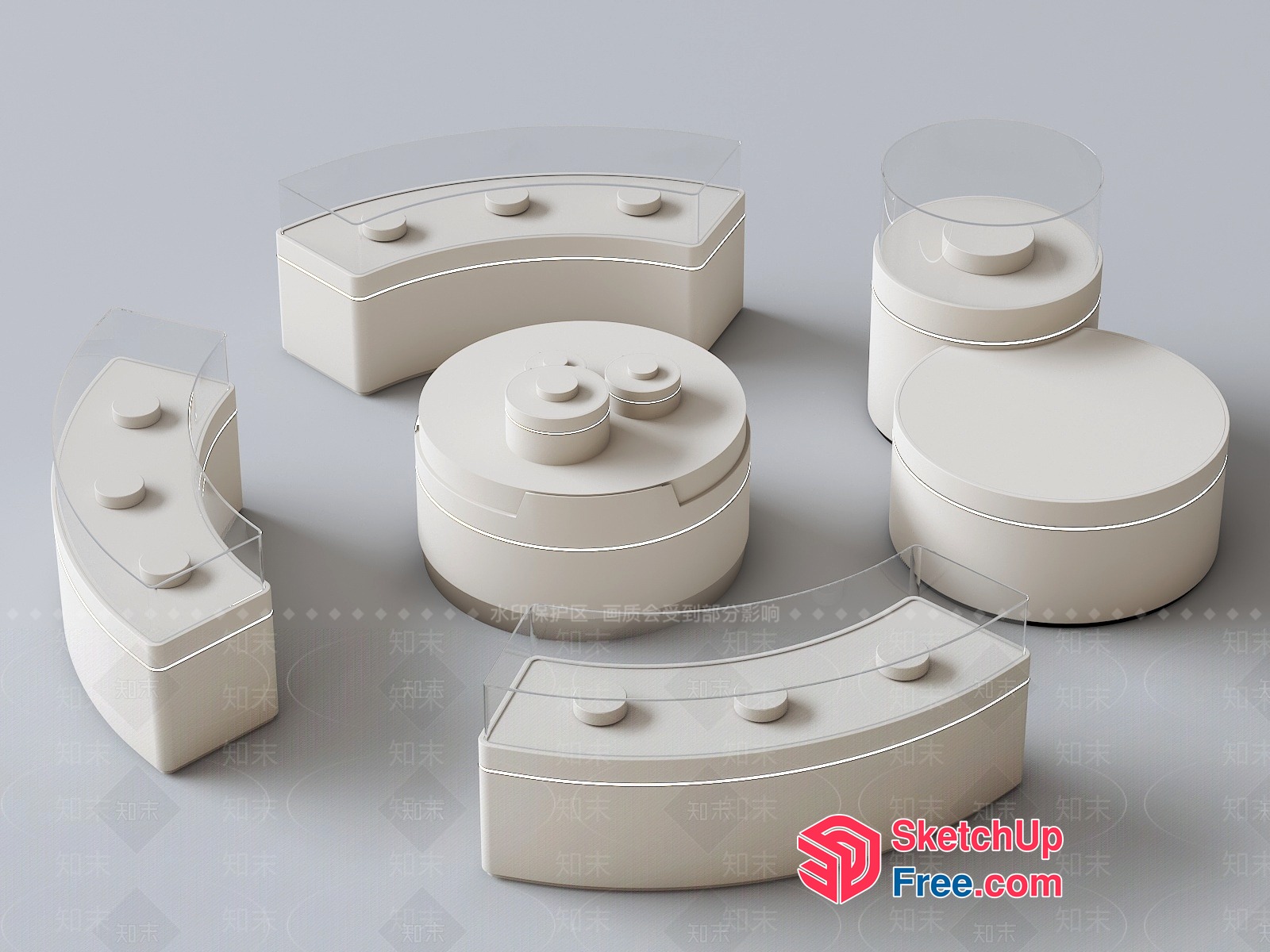 White Modern Furniture Set 3D SketchUp File