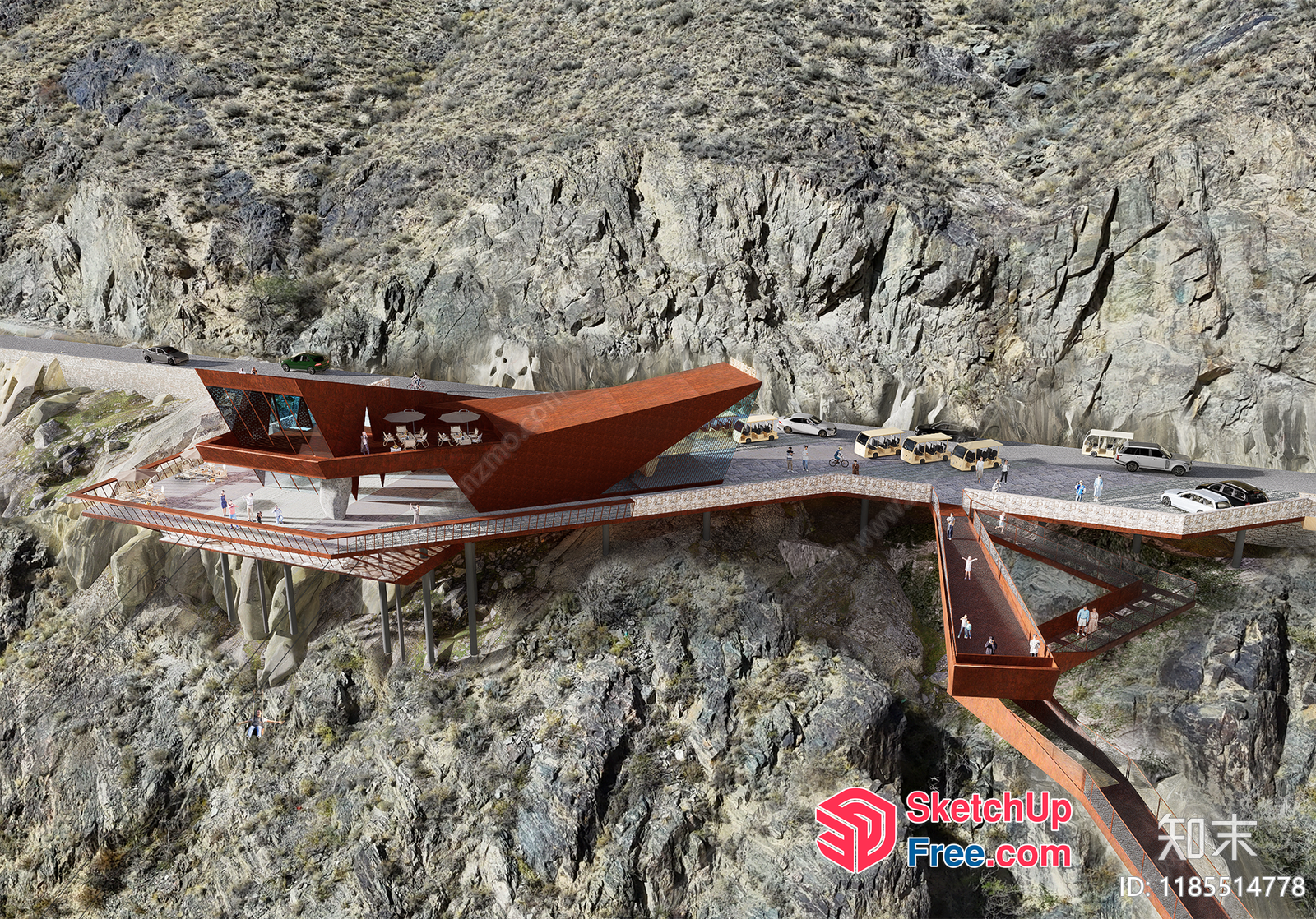Modern Cliffside Restaurant And Observation Deck 3D SketchUp File
