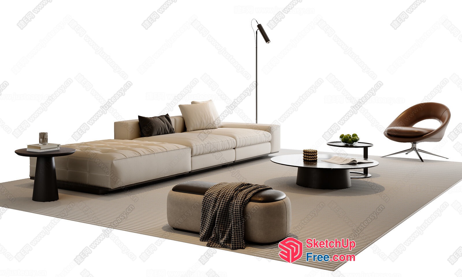 Minimalist Style Living Room With Modern Furniture 3D SketchUp File