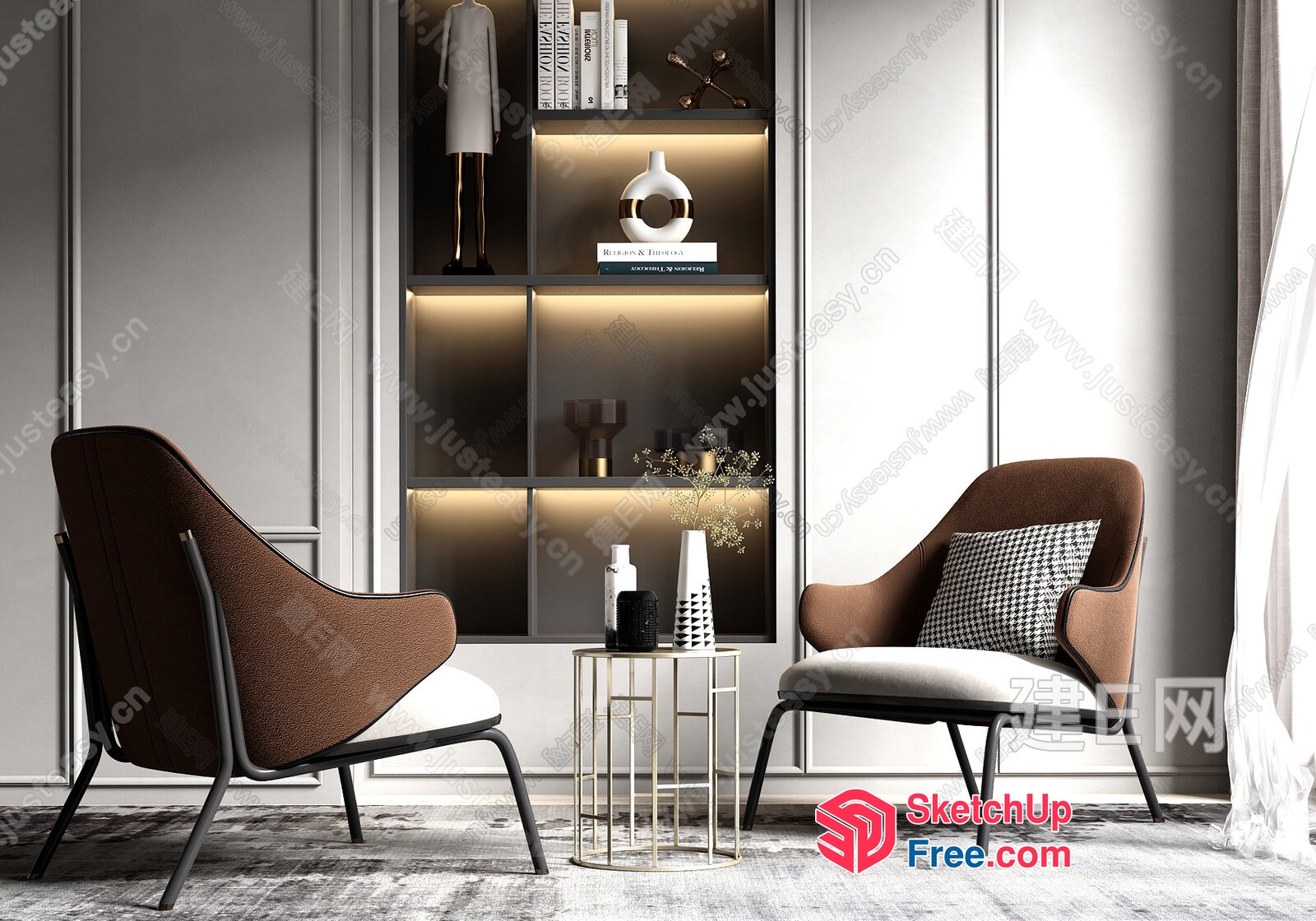 Modern Minimalist European Style Living Room Furniture 3D SketchUp File