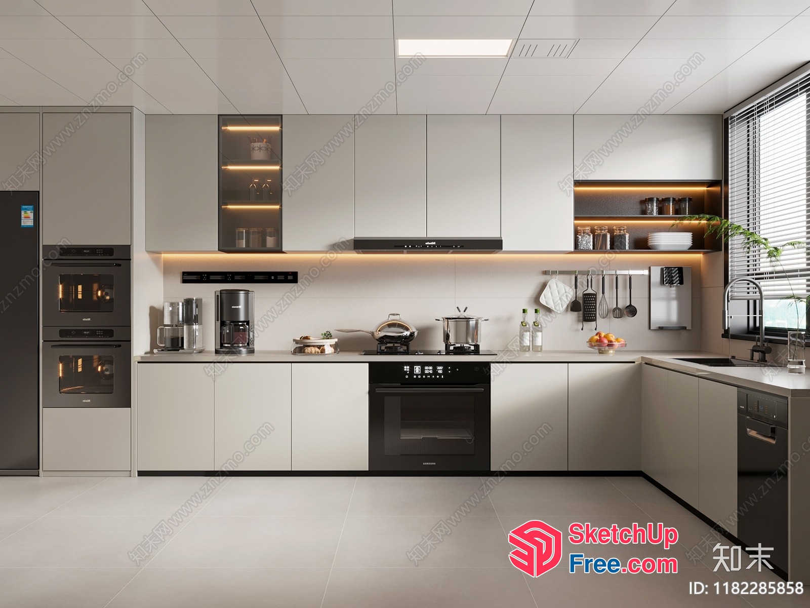 Modern Kitchen Interior With Sleek White Cabinets 3D SketchUp File