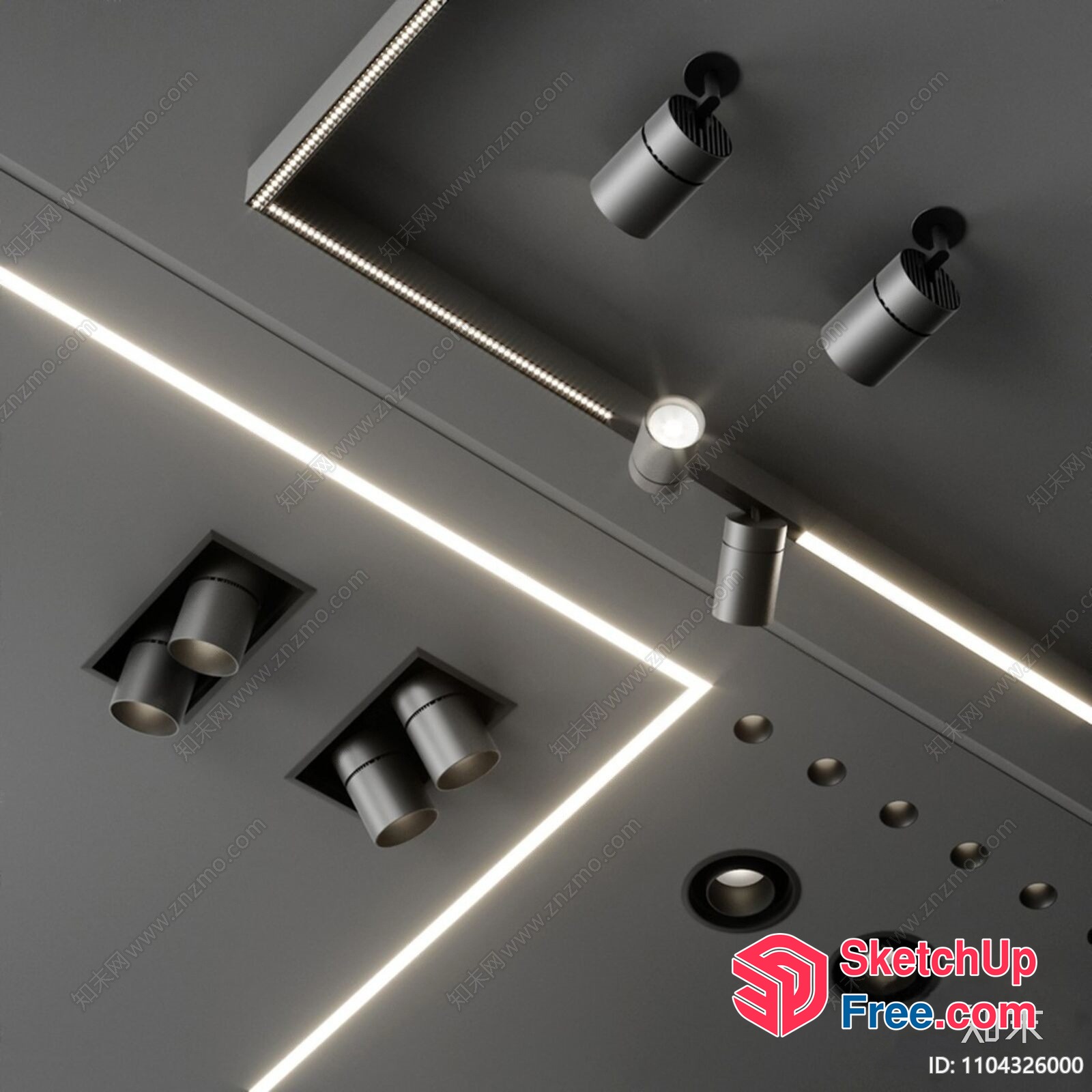 Ceiling Lighting Fixtures And Track Lighting 3D SketchUp File