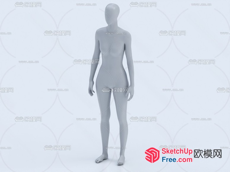 Grey Mannequin Standing In A Neutral Environment 3D SketchUp File