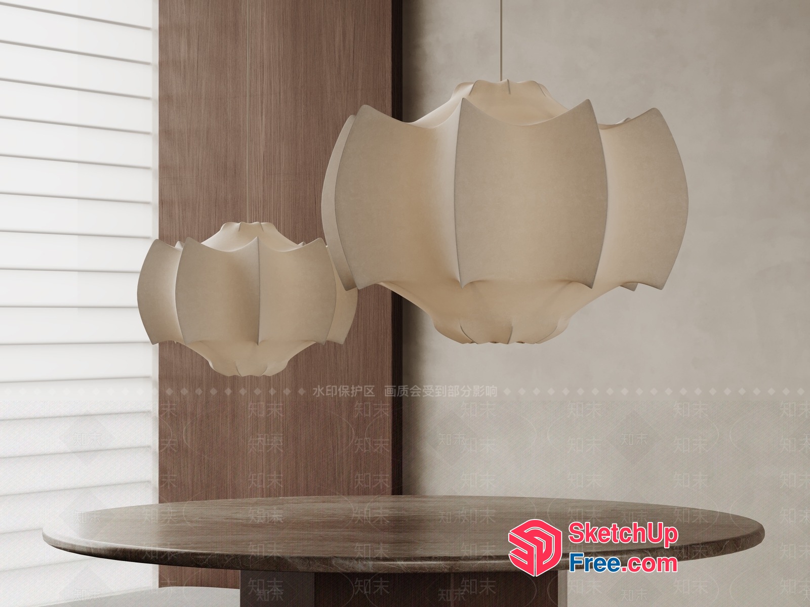 Hanging Pendants And A Round Table 3D SketchUp File