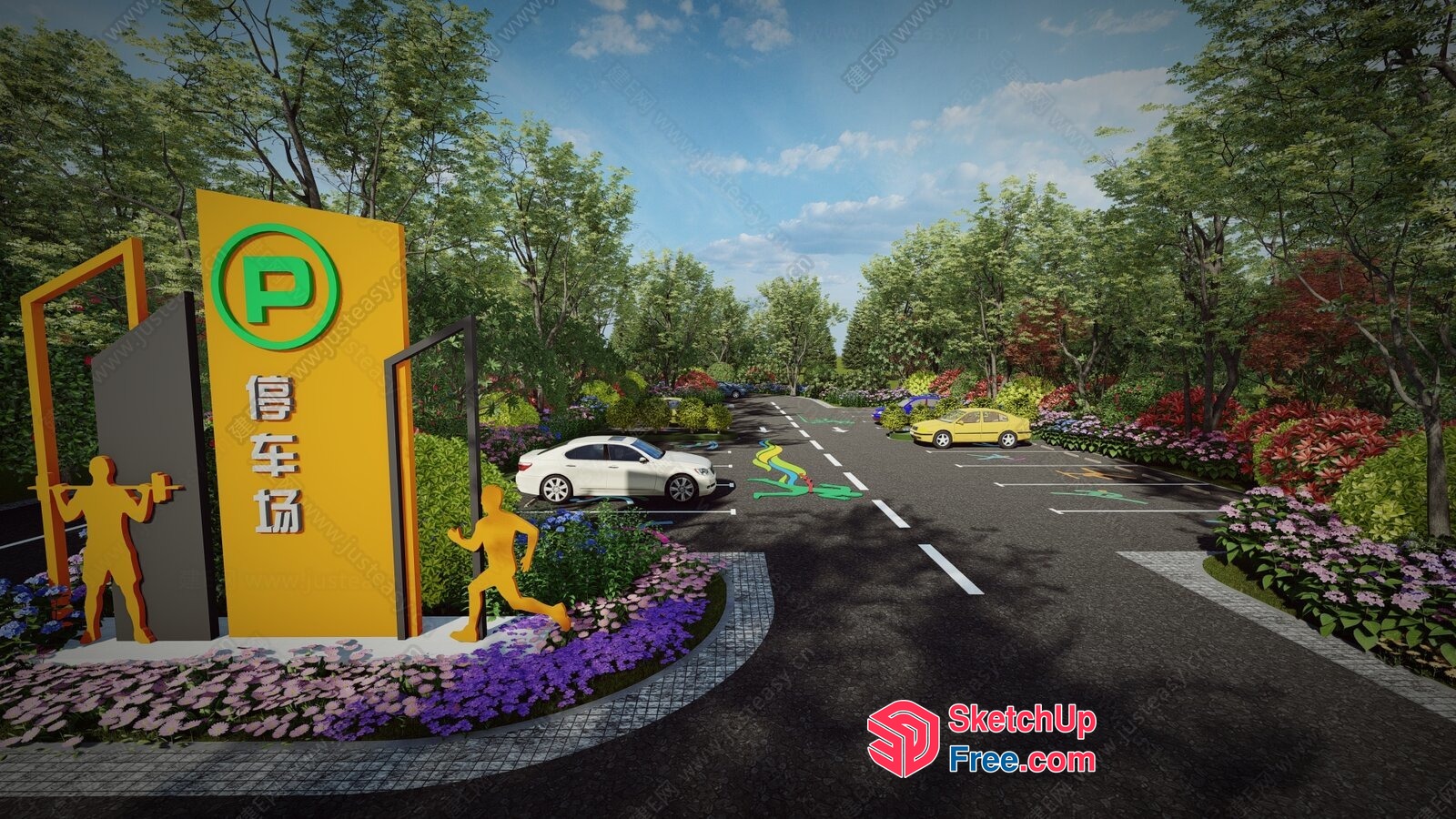 Modern Chinese Parking Entrance 3D SketchUp File