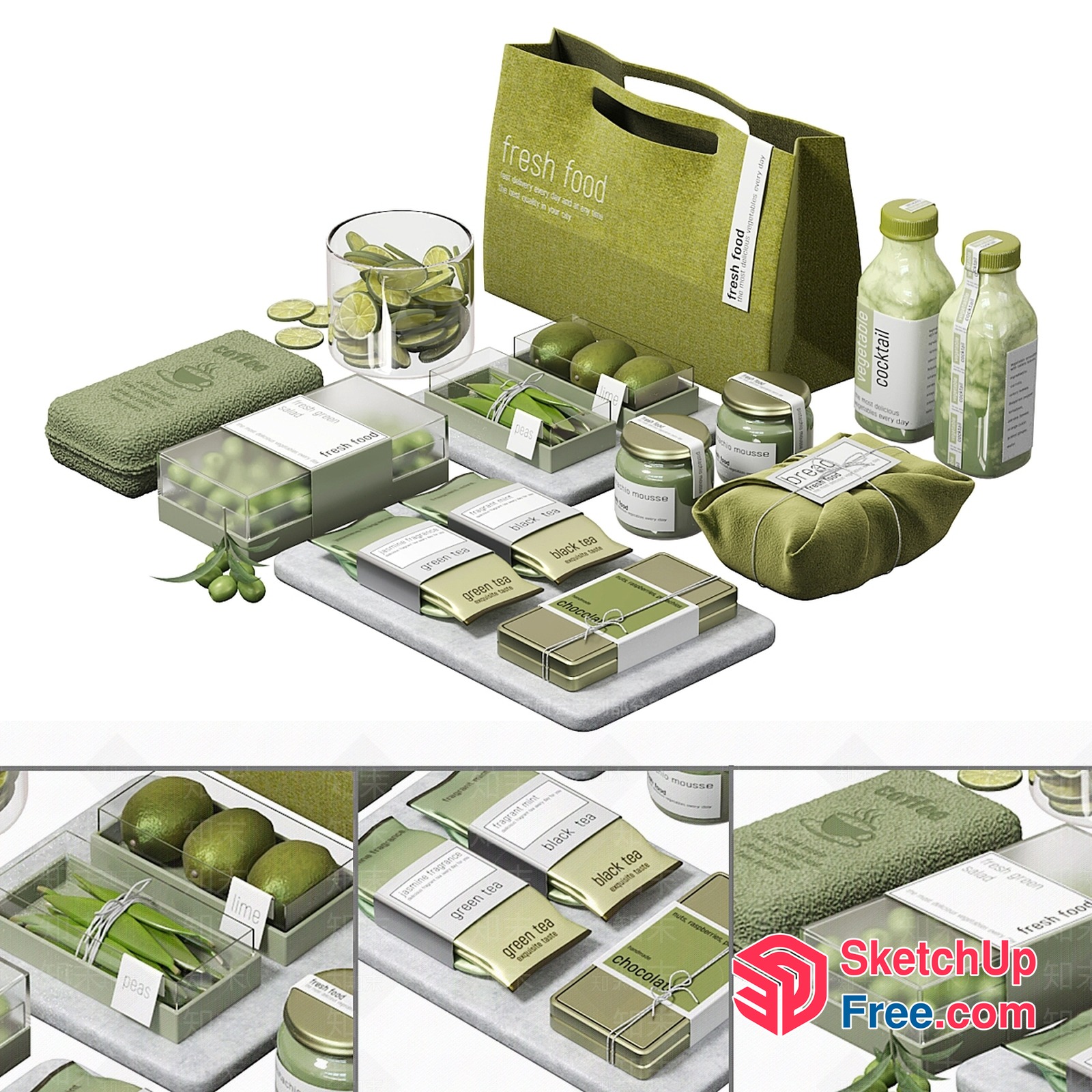 Green Tea And Lime Fresh Food 3D SketchUp File