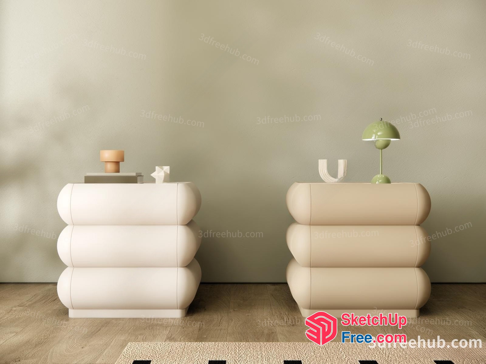 Two Stylish Nightstands With Minimalist Decor 3D SketchUp File