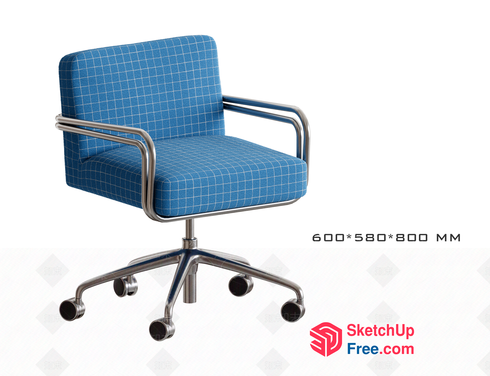 Modern Office Chair With Blue Grid Pattern 3D SketchUp File