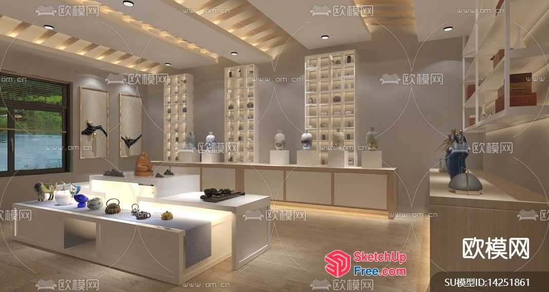 Luxurious Modern Showroom With Artistic Decor 3D SketchUp File