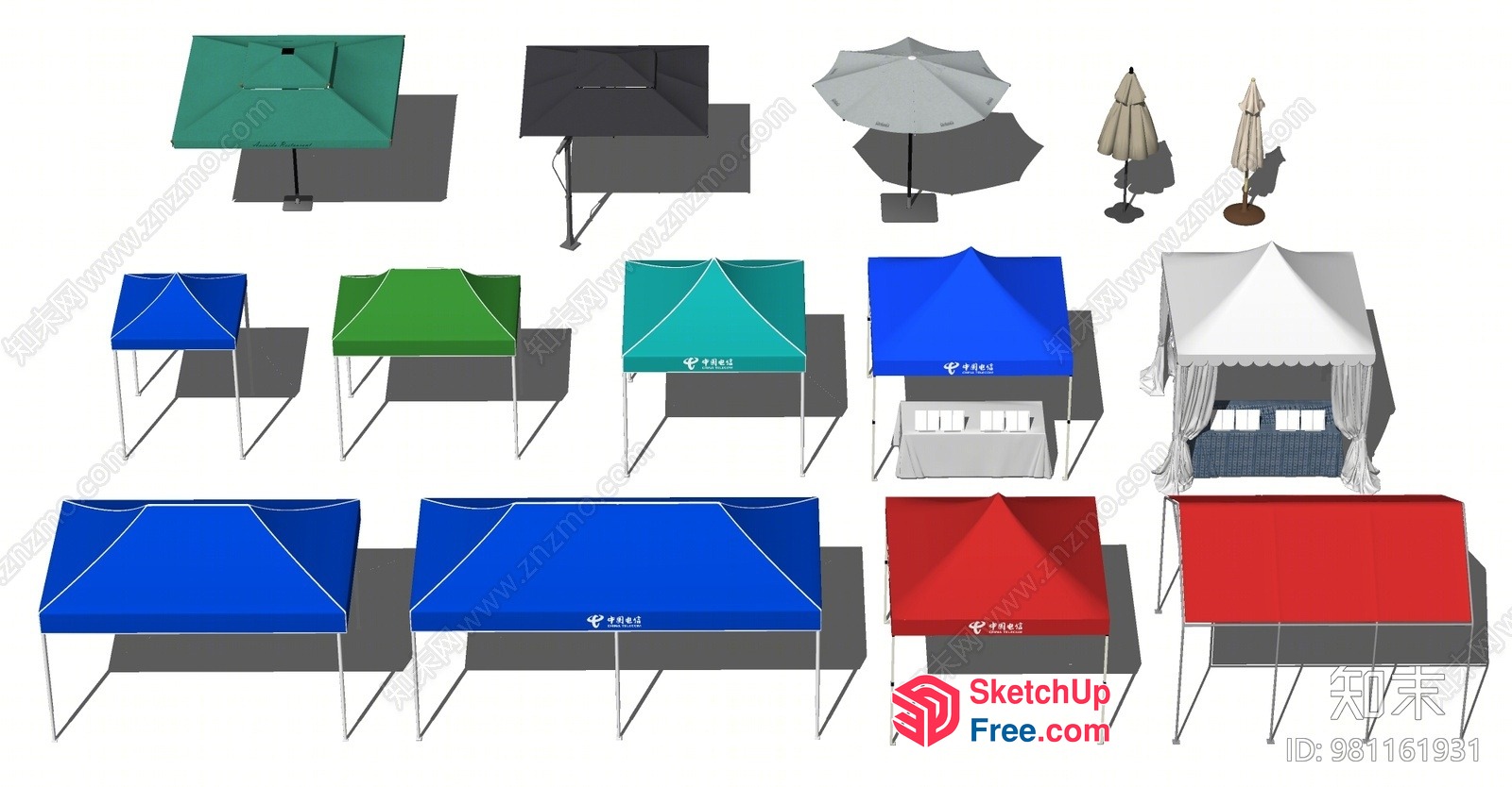 Outdoor Canopy Tents In Various Styles 3D SketchUp File