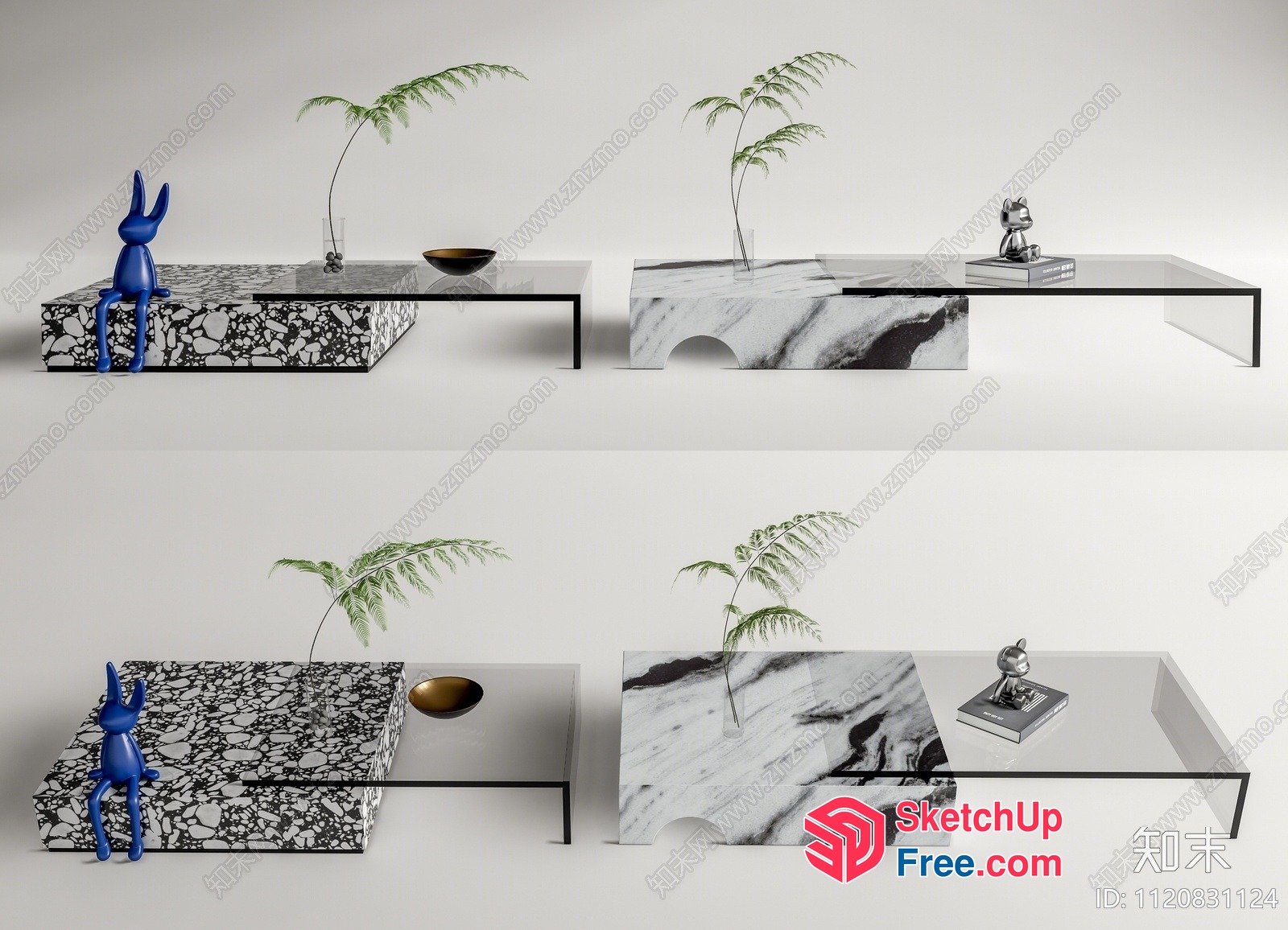 Minimalist Style Modern Coffee Table And Sofa Set 3D SketchUp File