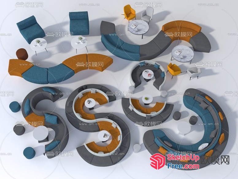 Modern Office Furniture Layout 3D SketchUp File