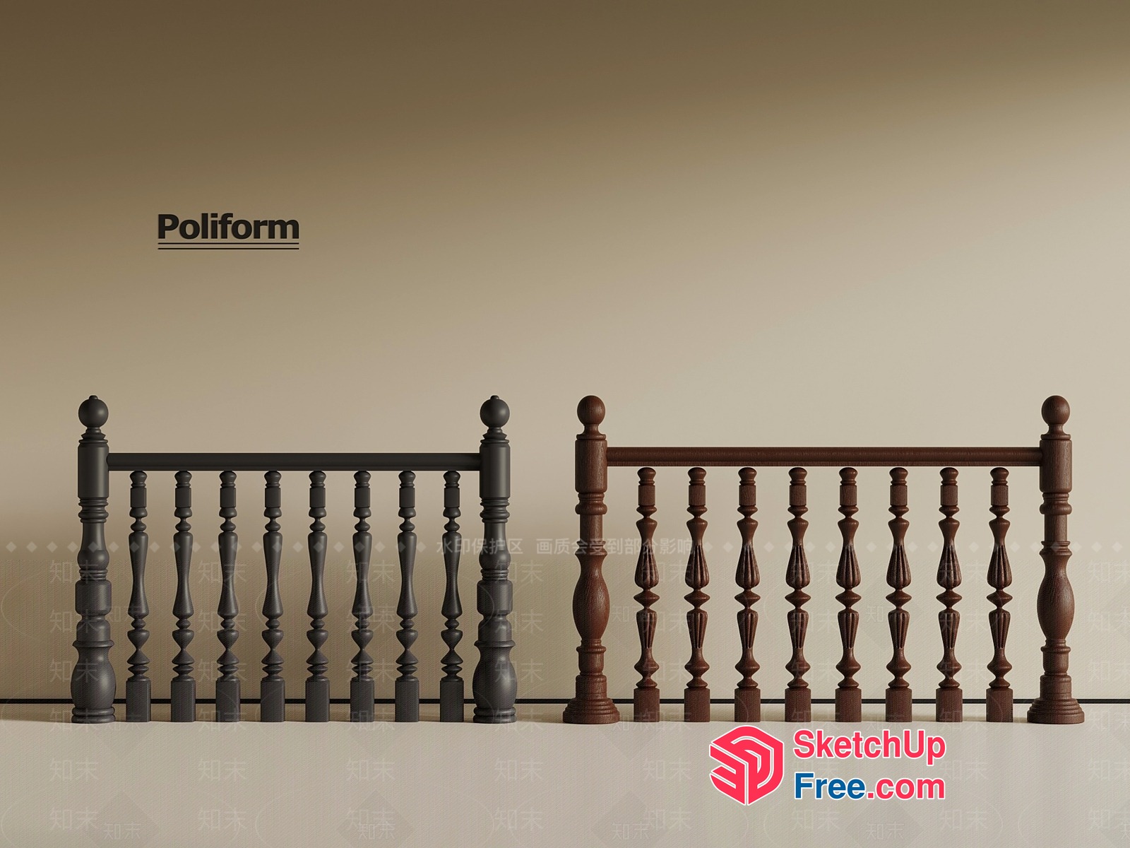 Ornate Wooden Balustrade Design 3D SketchUp File